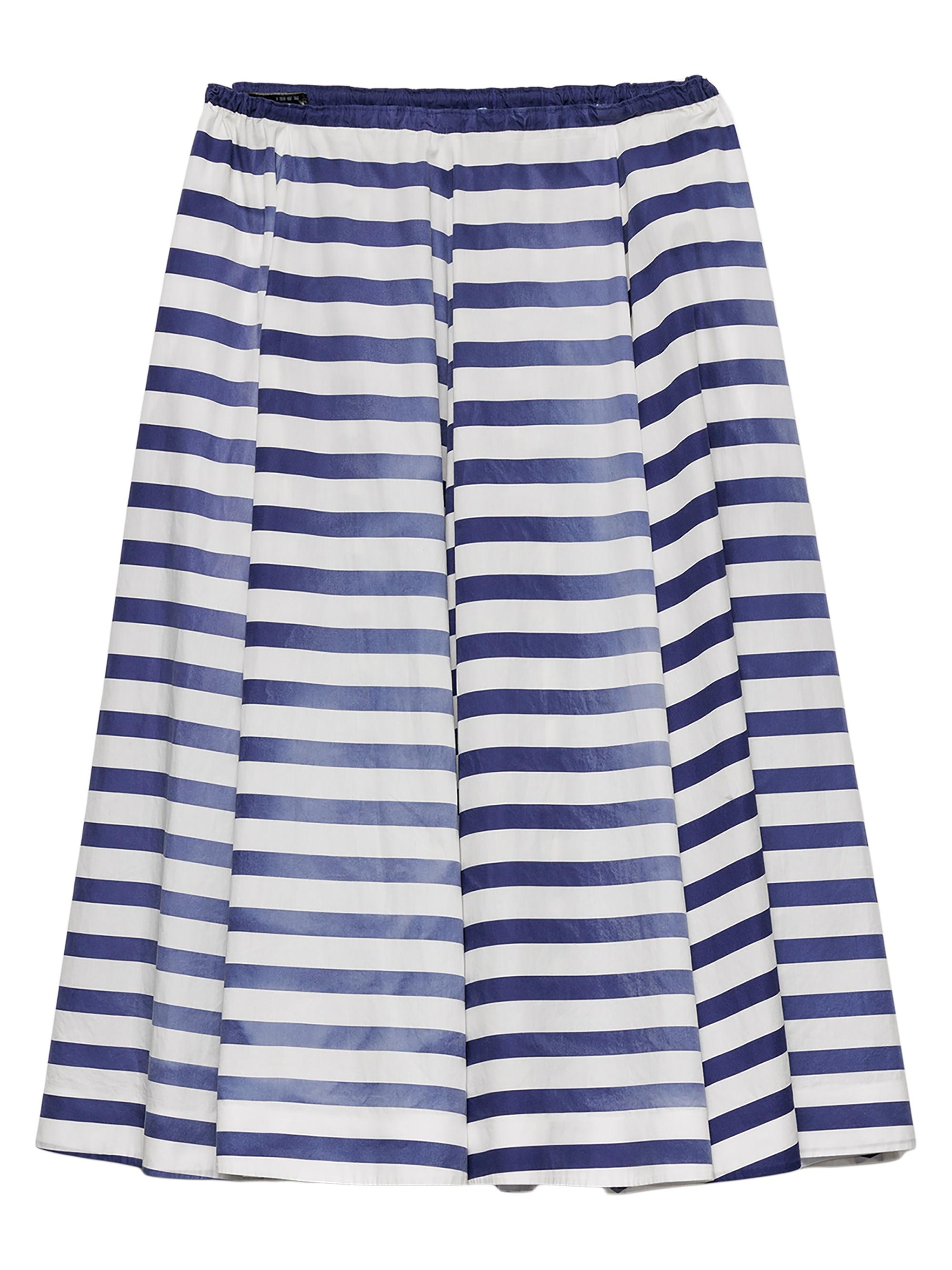 Prada Women's Striped Old Poplin Full Skirt - Blue