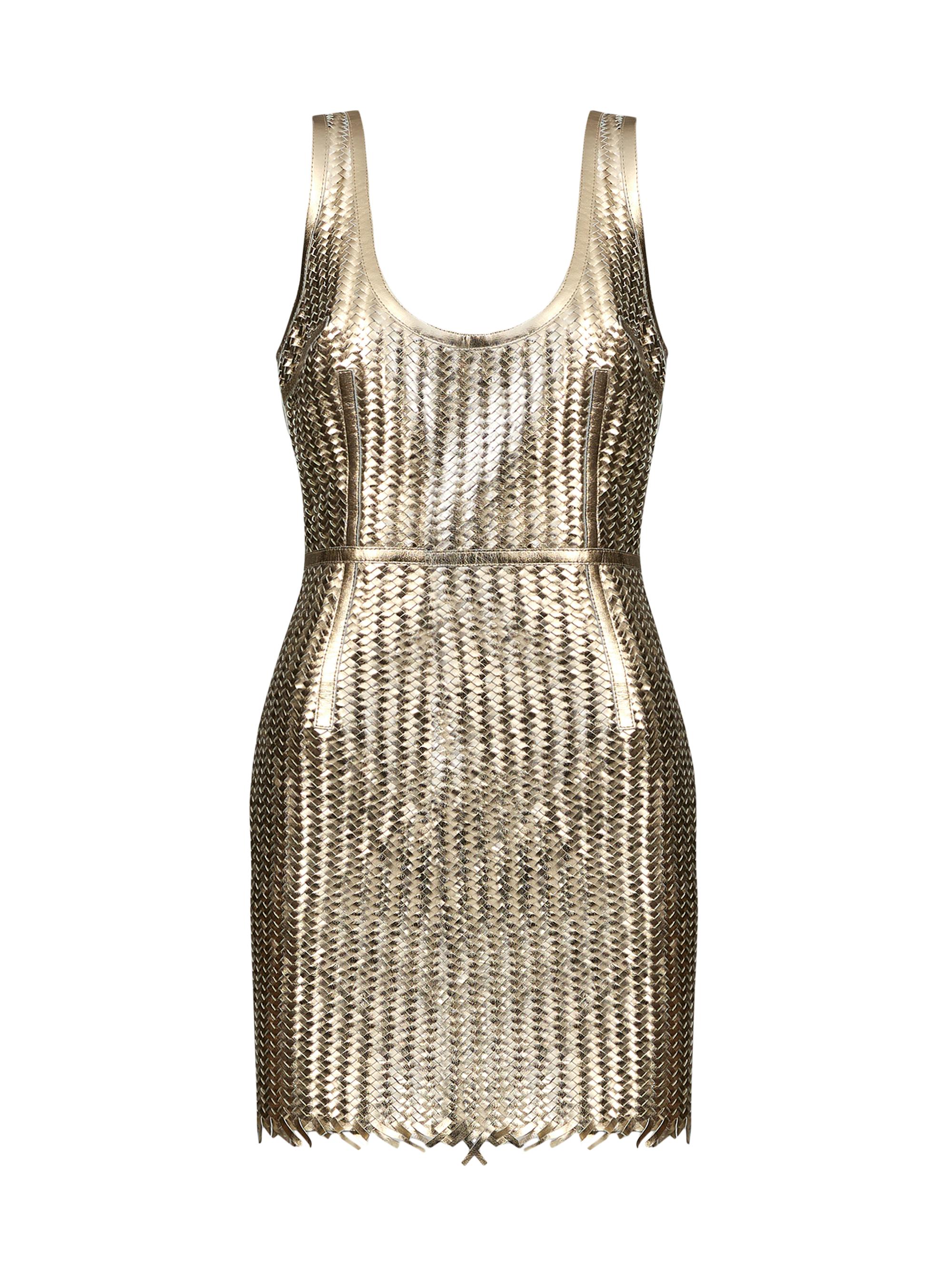 The New Arrivals Ilkyaz Ozel Women's Manu Metallic Woven Leather Minidress - Byzantium