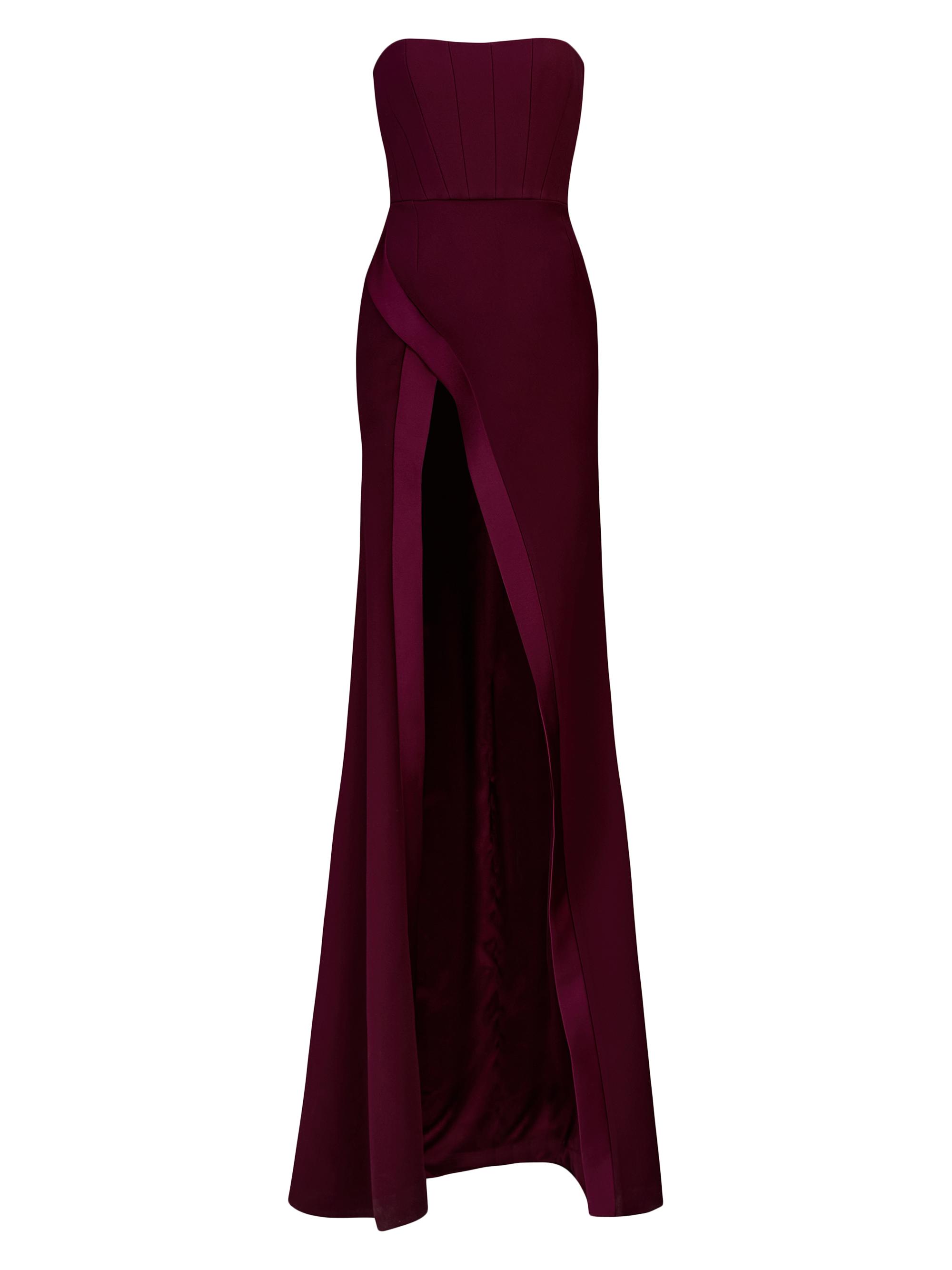 The New Arrivals Ilkyaz Ozel Women's Nefertiti Strapless Gown - Dark Maroon