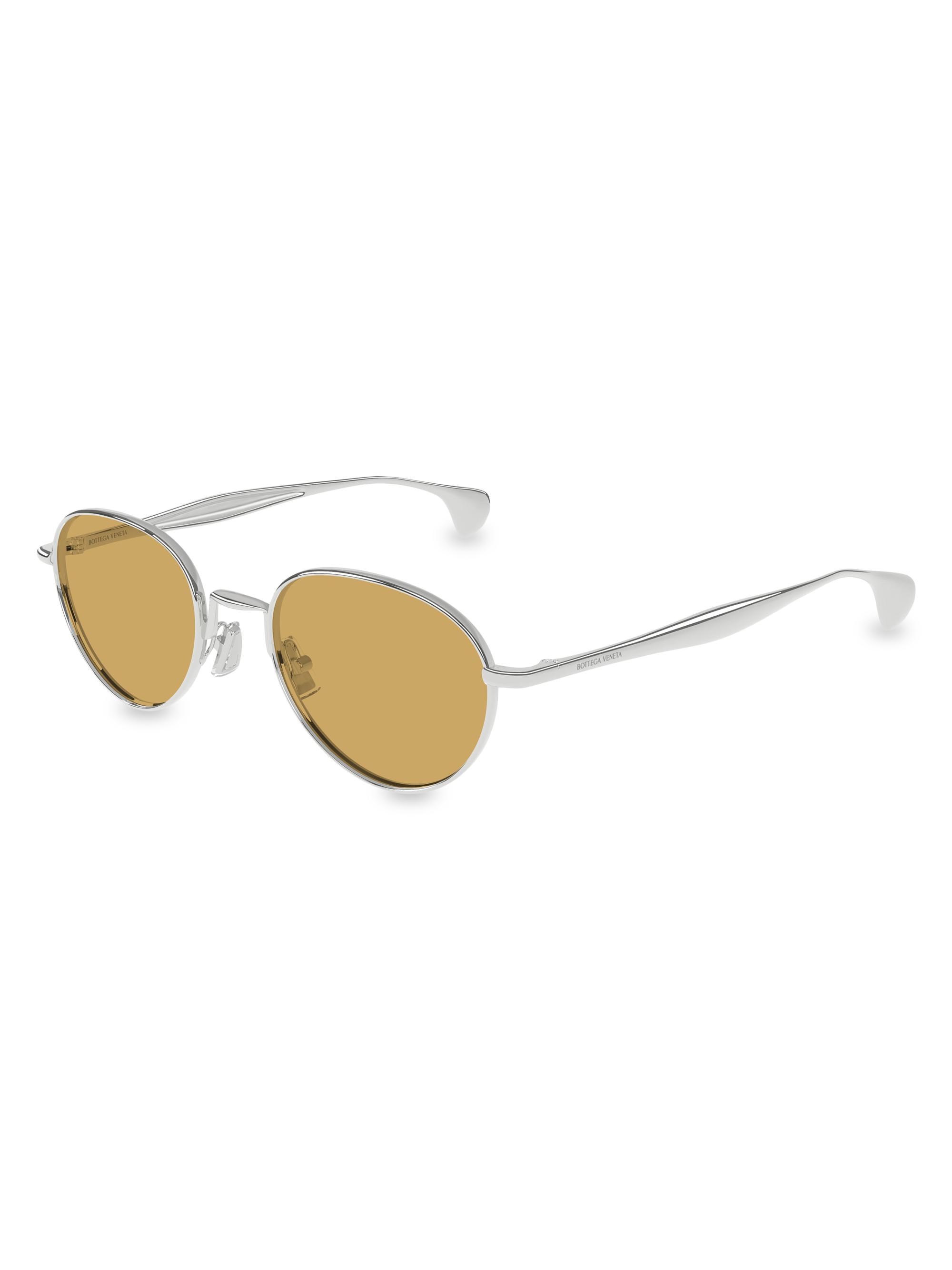 Bottega Veneta Women's Fin 50MM Round Sunglasses - Silver Yellow