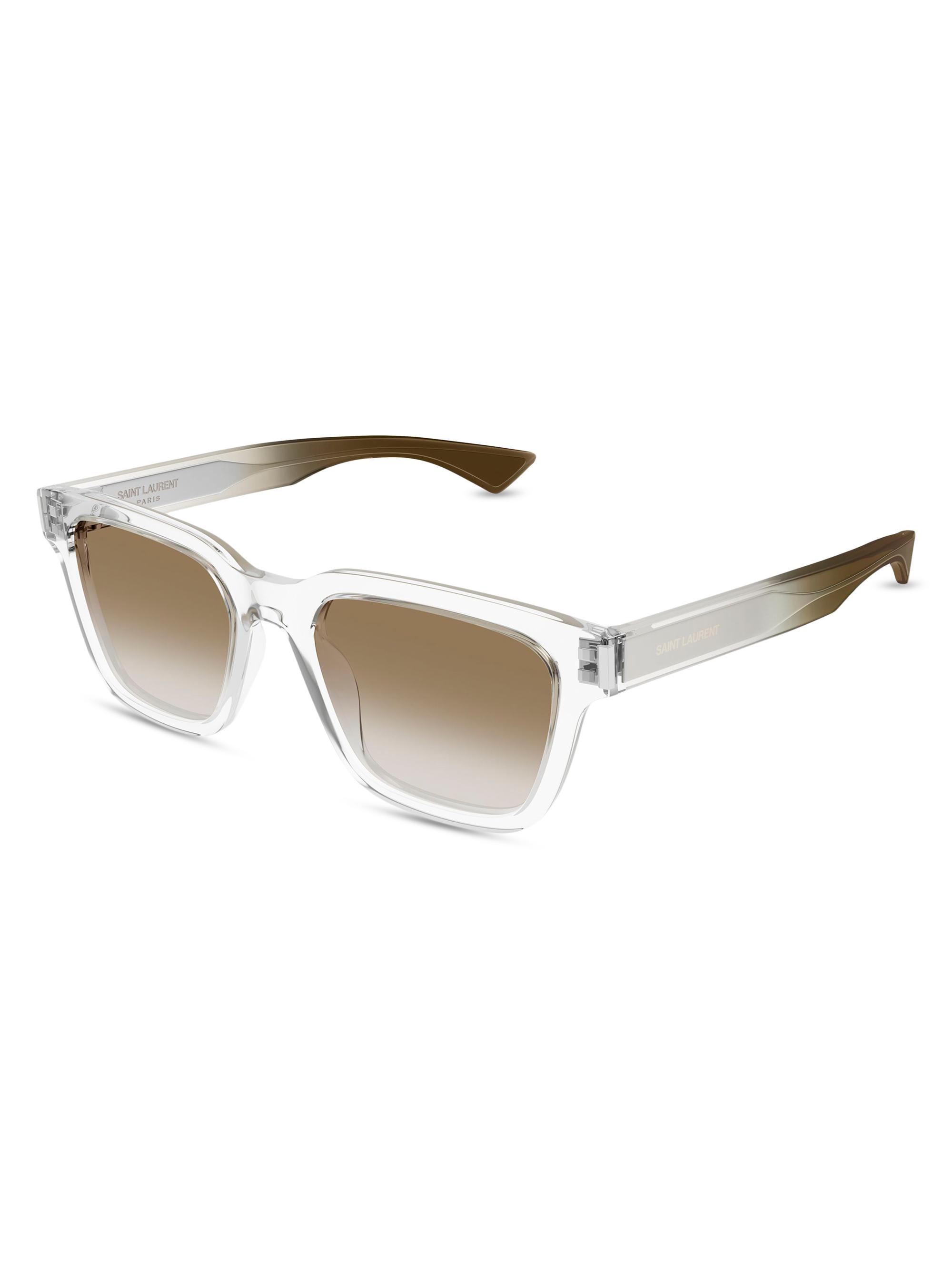 Saint Laurent Men's 53MM Square Acetate Sunglasses - Crystal Brown