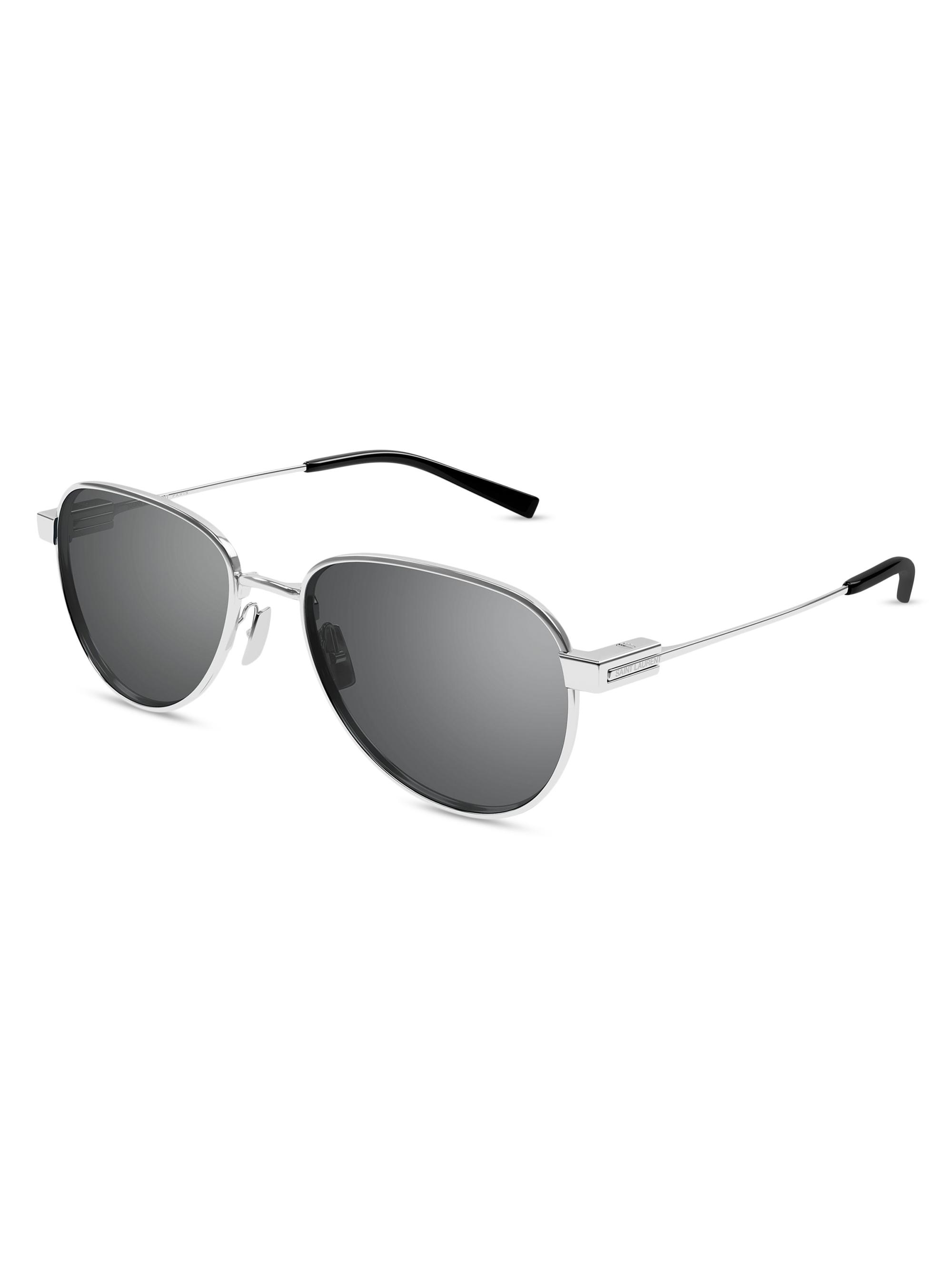 Saint Laurent Men's 53MM Round Metal Sunglasses - Silver Black