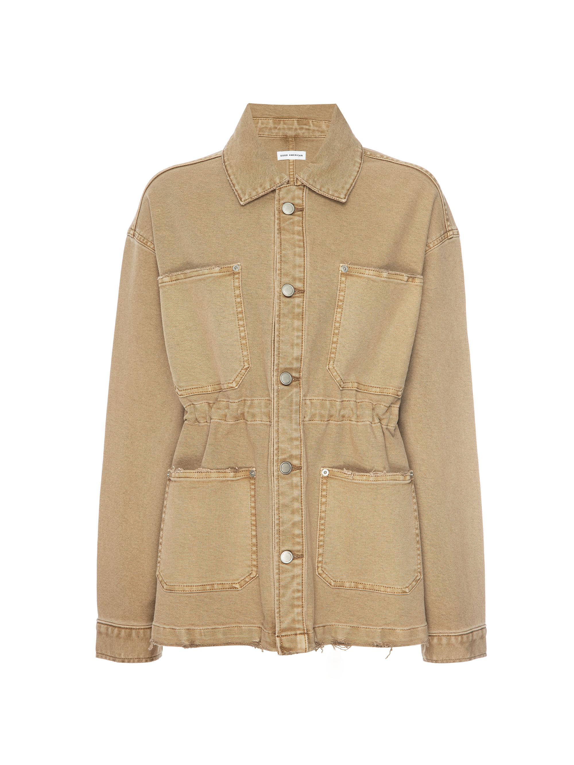 Good American Women's Canvas Utility Jacket - Good Khaki