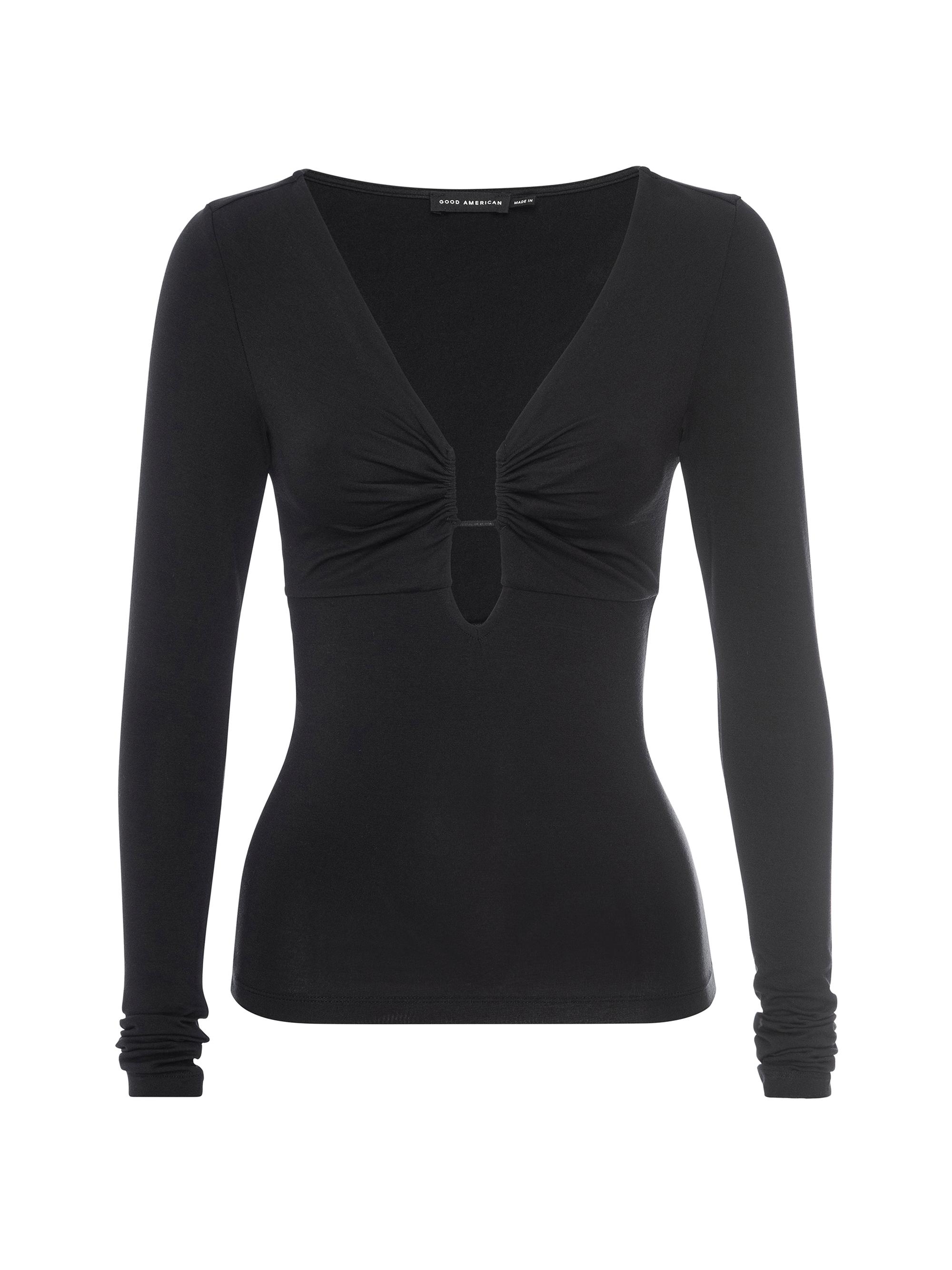 Good American Women's U-Wire Gathered Jersey Long-Sleeve Top - Ecru