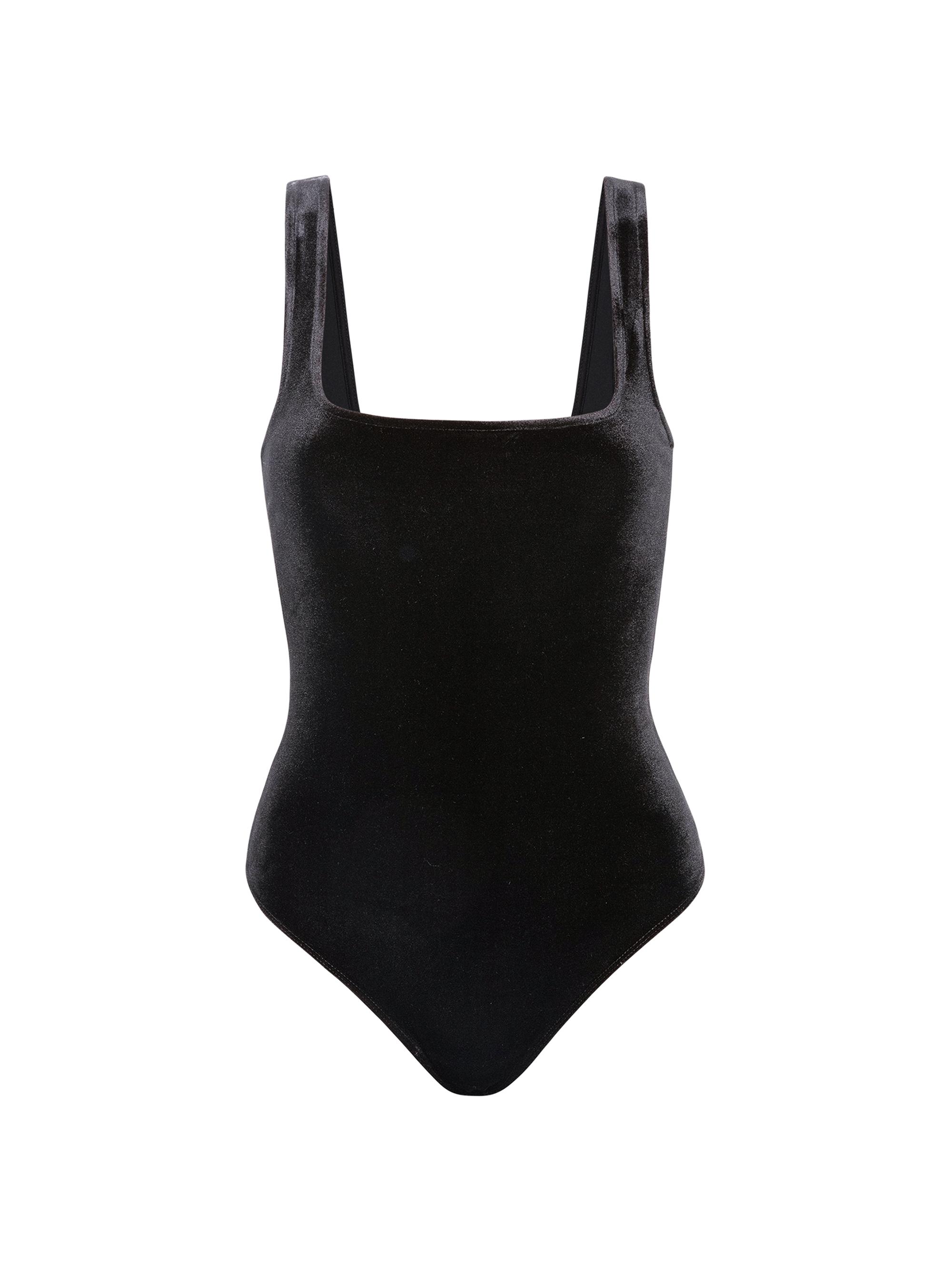 Good American Women's Modern Tank Velvet Bodysuit - Black