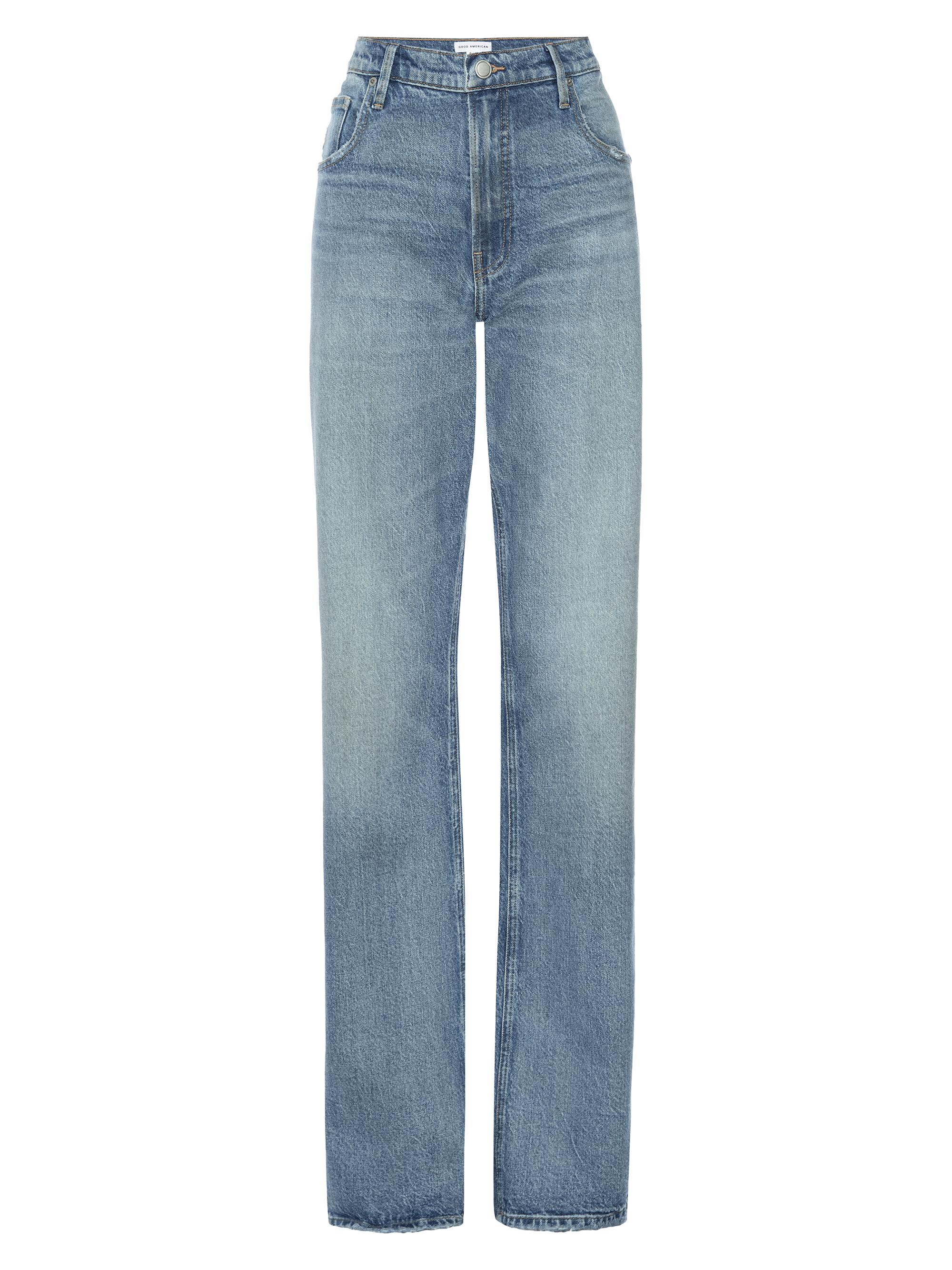 Good American Women's Good Distressed Denim High-Rise Boot-Cut Jeans - Indigo