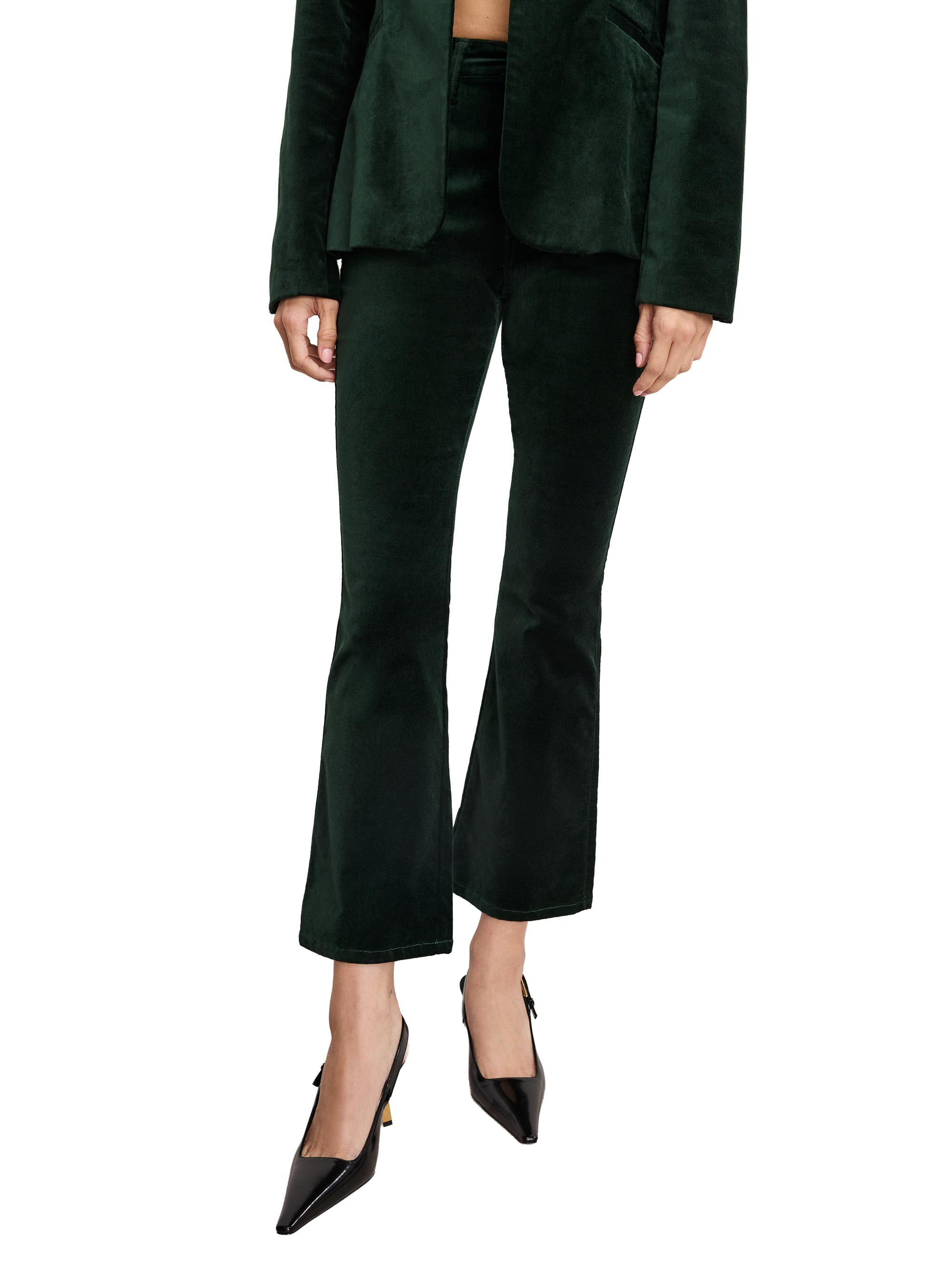 Good American Women's Good Stretch-Velvet High-Rise Kick-Flare Pants - Pine Green