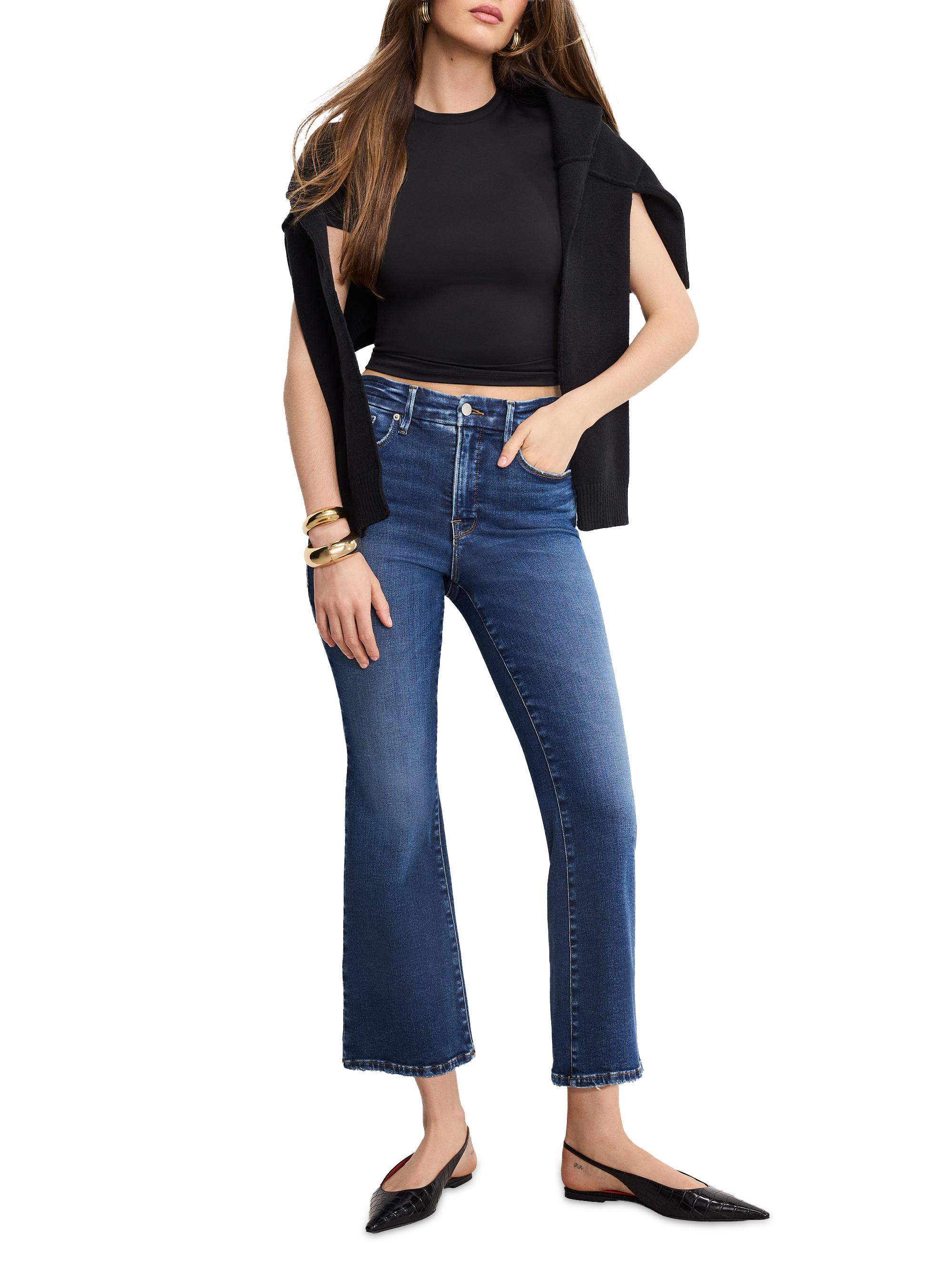 Good American Women's Soft Tech Good Legs Cropped Mini Boot Jeans - Indigo