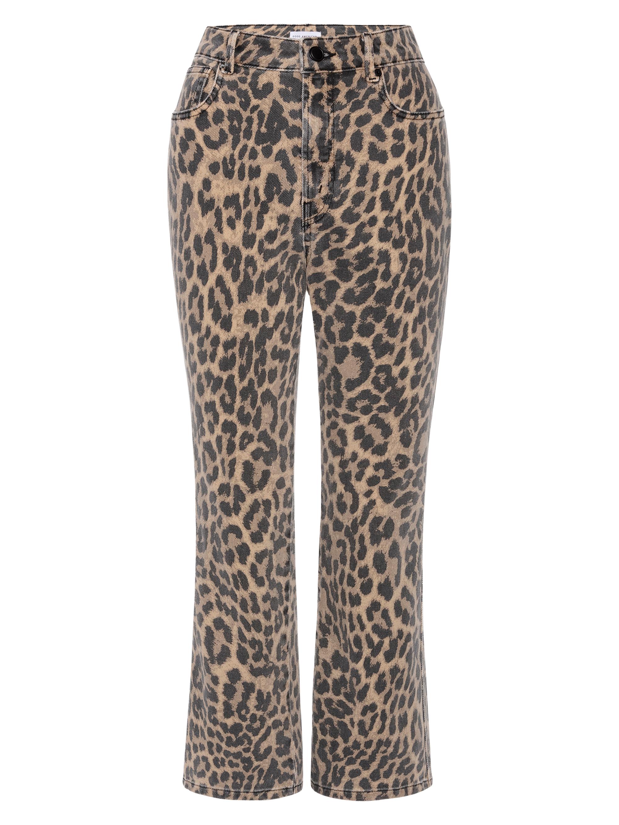 Good American Women's Good Standard Leopard Kick-Flared Jeans - Lucky Leopard
