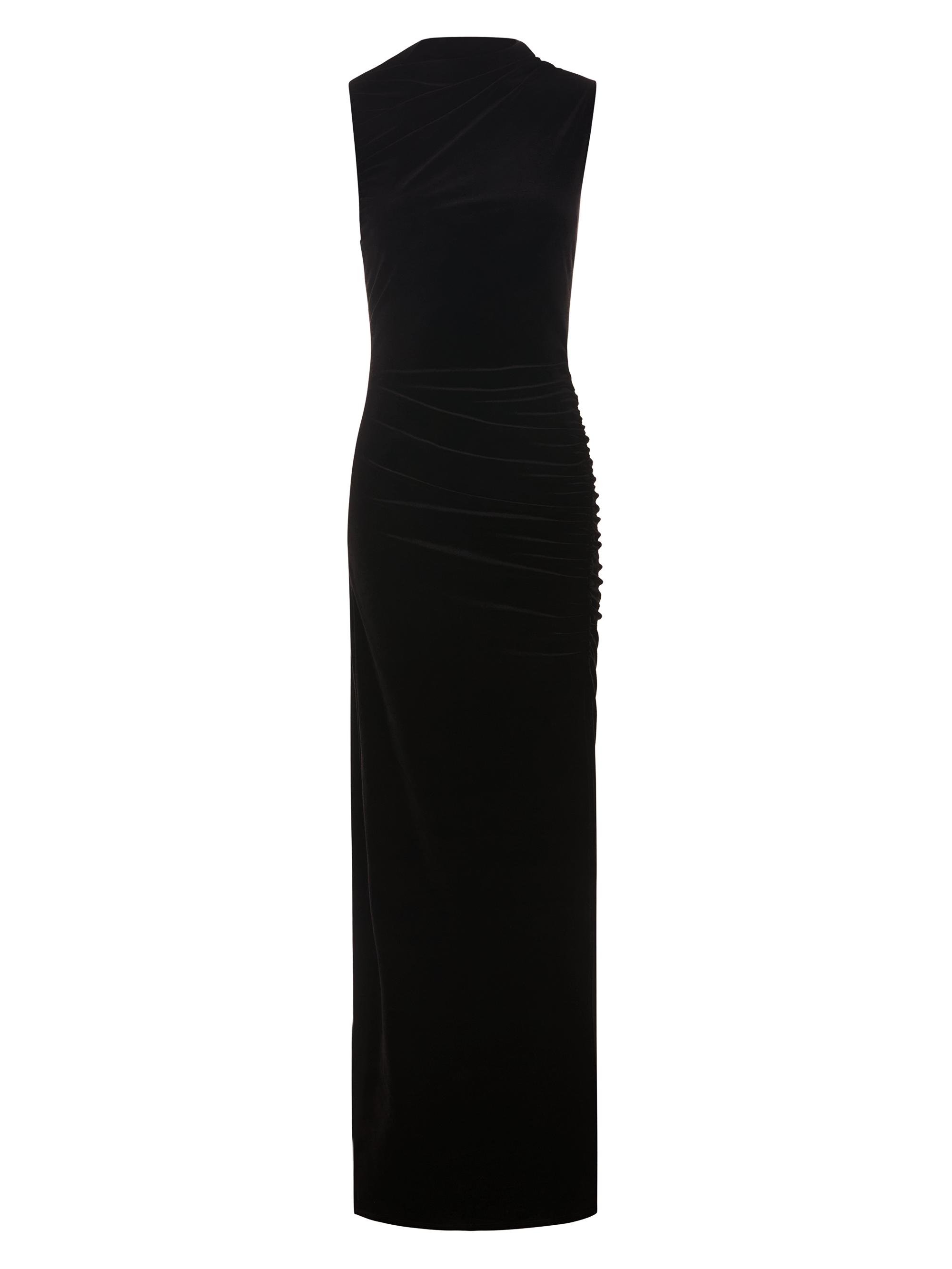 Good American Women's Stretch-Velvet High-Neck Maxi Dress - Black