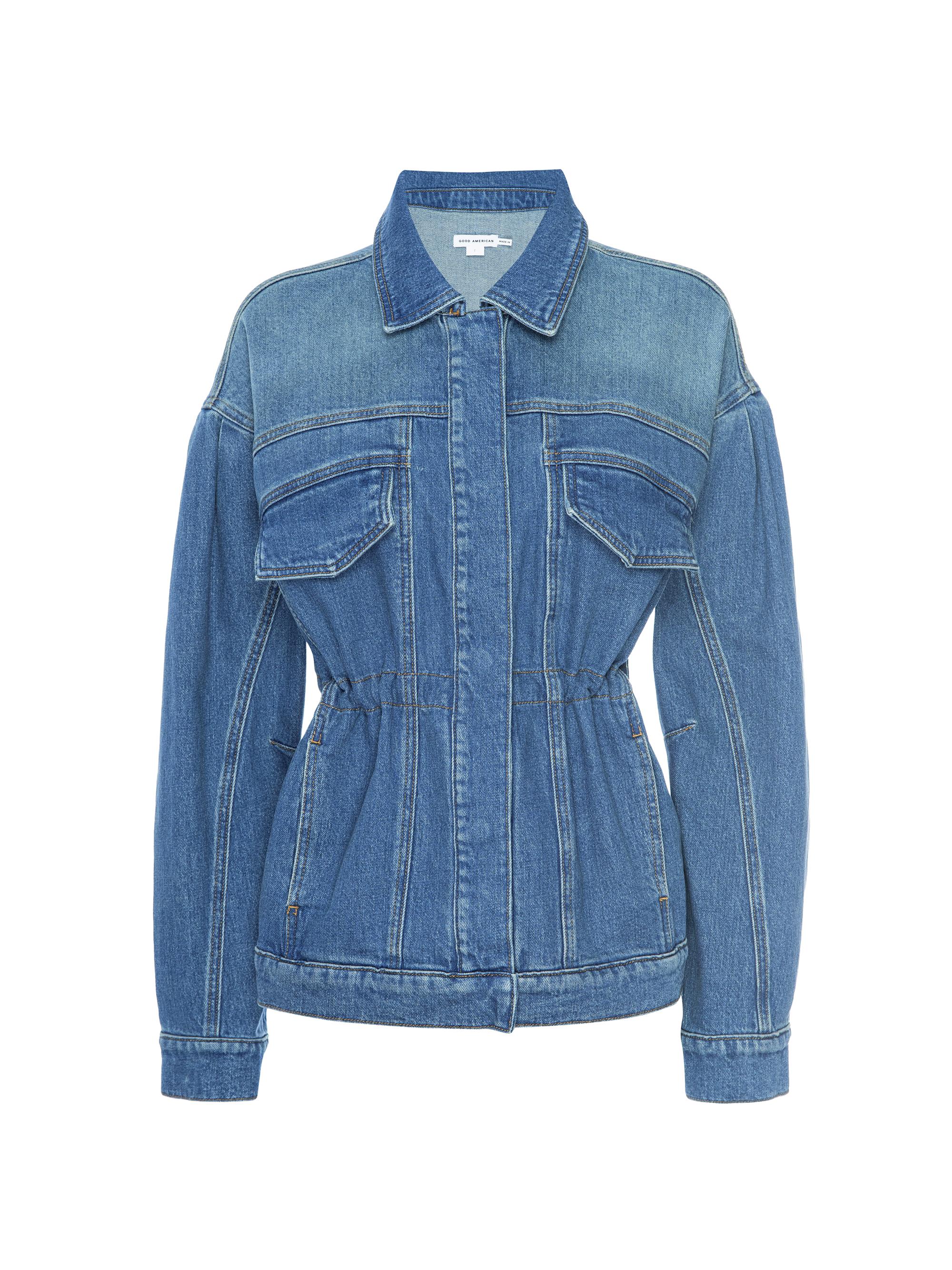 Good American Barrel-Sleeve Denim Jacket | Saks Fifth Avenue