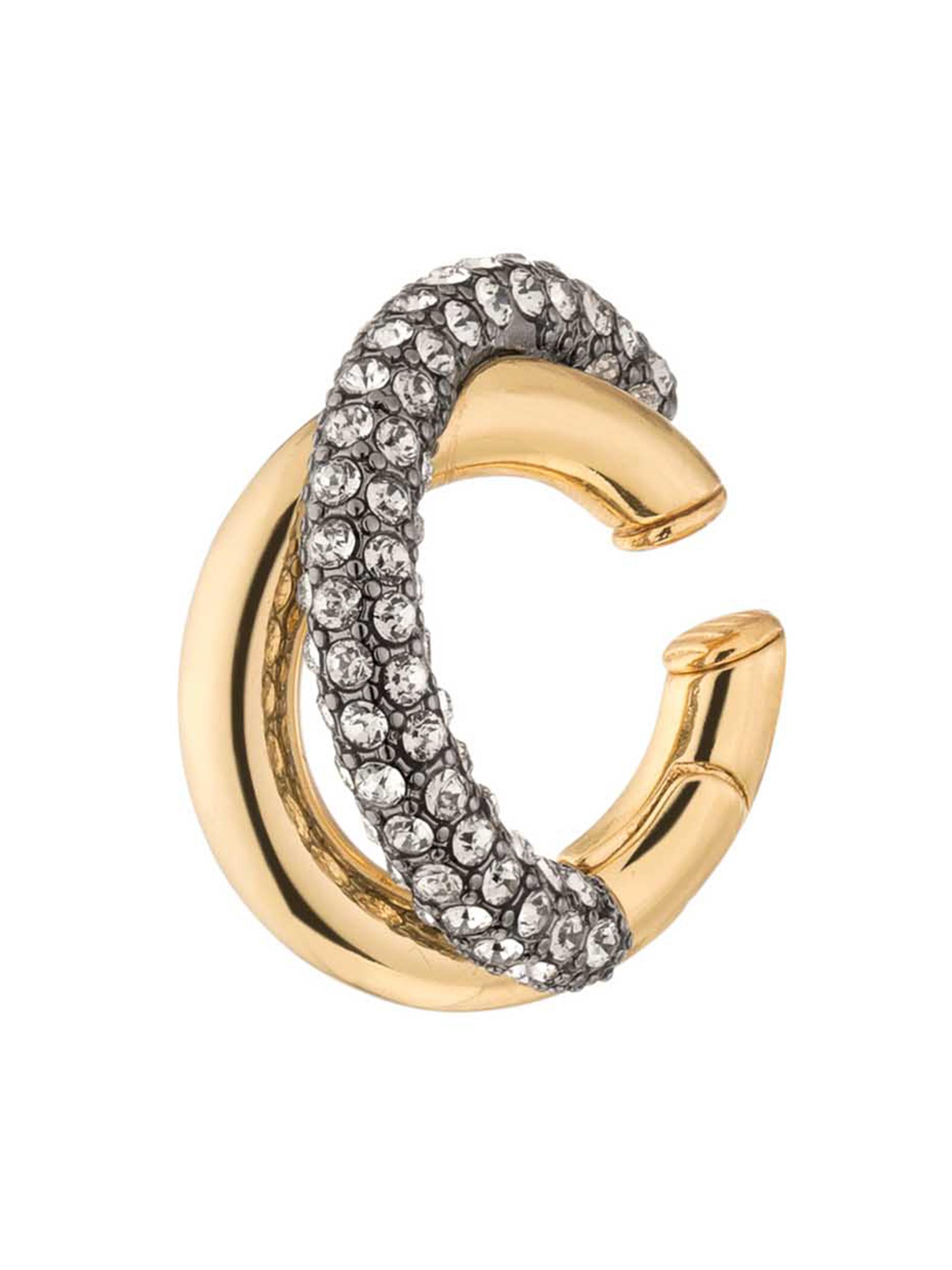 Demarson Women's Axis 12K-Gold-Plated, Rhodium-Plated & Glass Crystal Ear Cuff - Gold Gunmetal Crystal