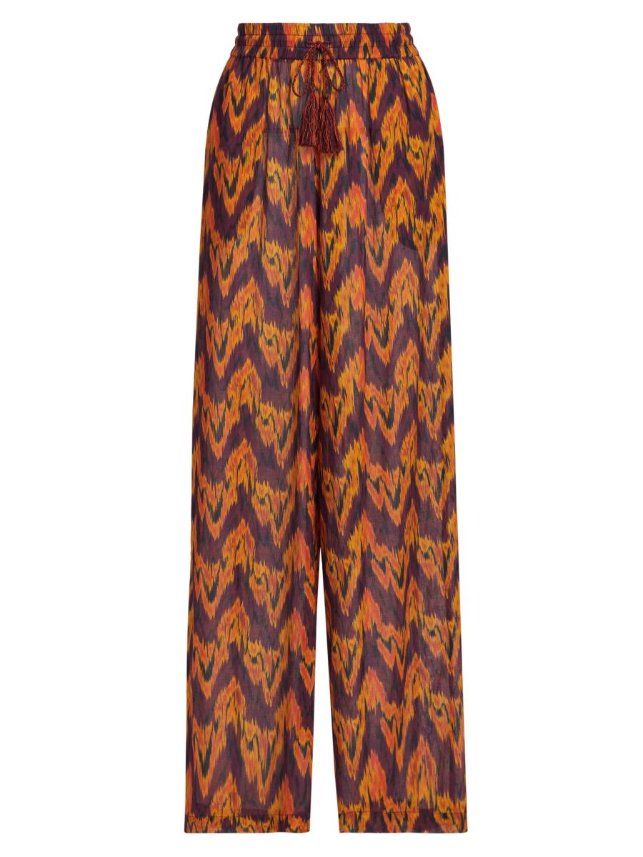 Ulla Johnson Women's Azra Printed Cotton Wide-leg Cover-up Pants In Brown