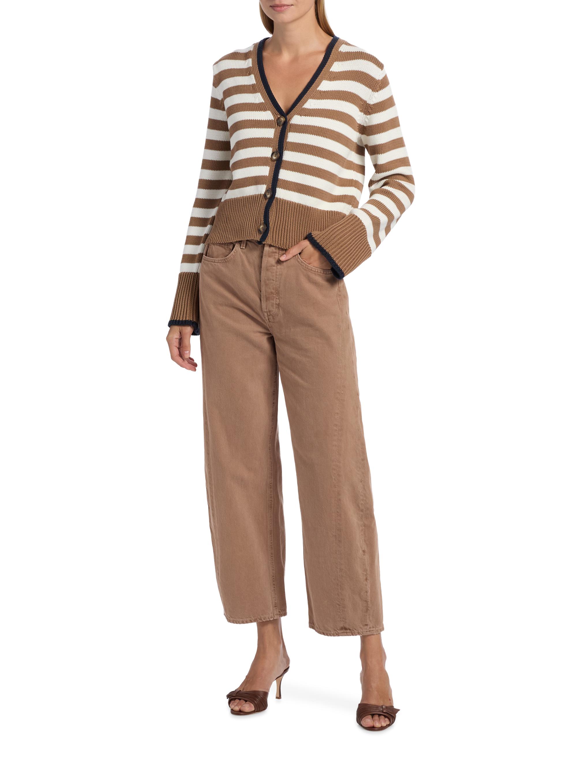 Veronica Beard Monae Striped Cotton Cardigan | Saks Fifth Avenue