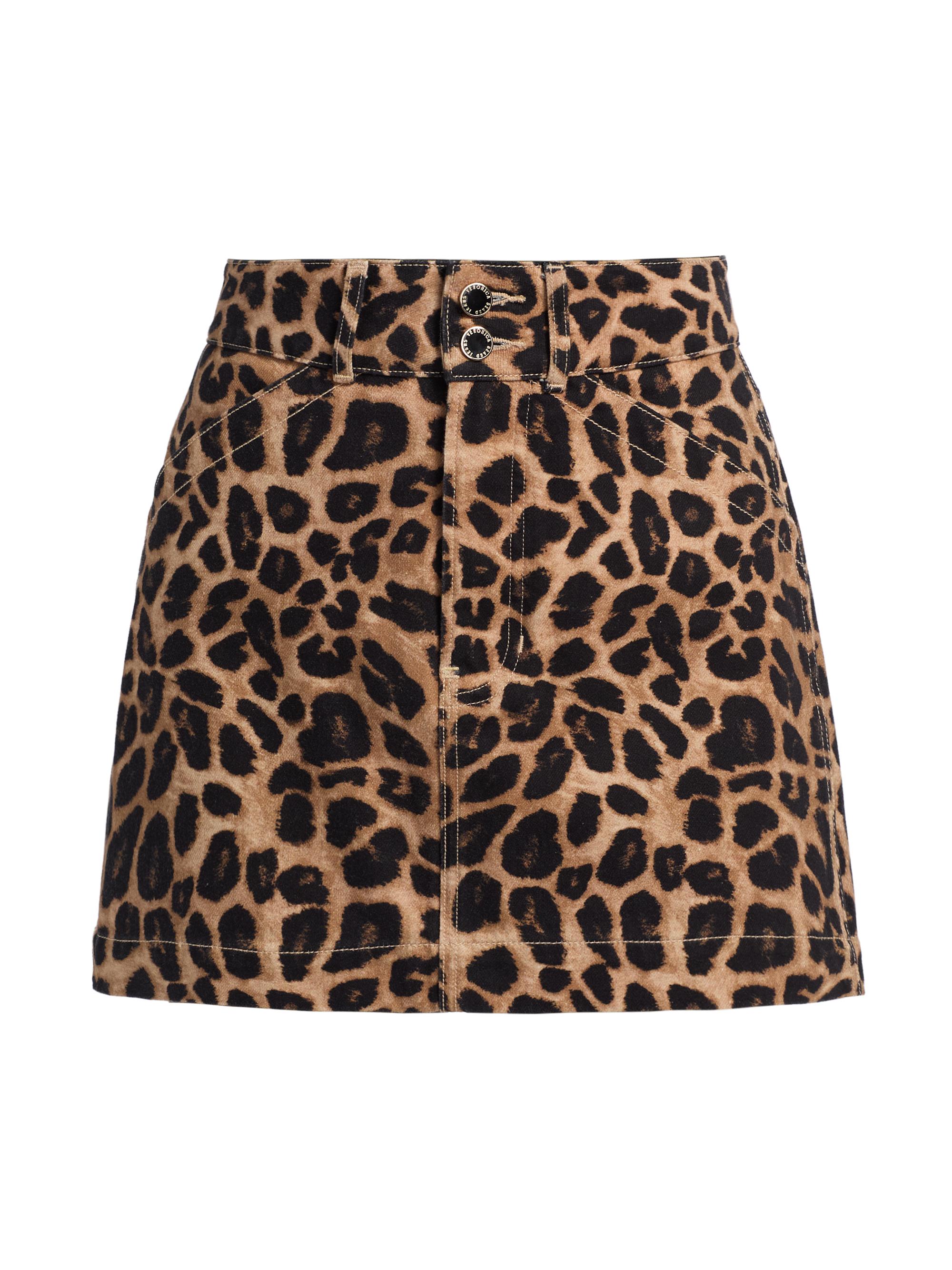 Veronica Beard Women's Chloe Leopard-Print Denim Miniskirt - Washed Leopard