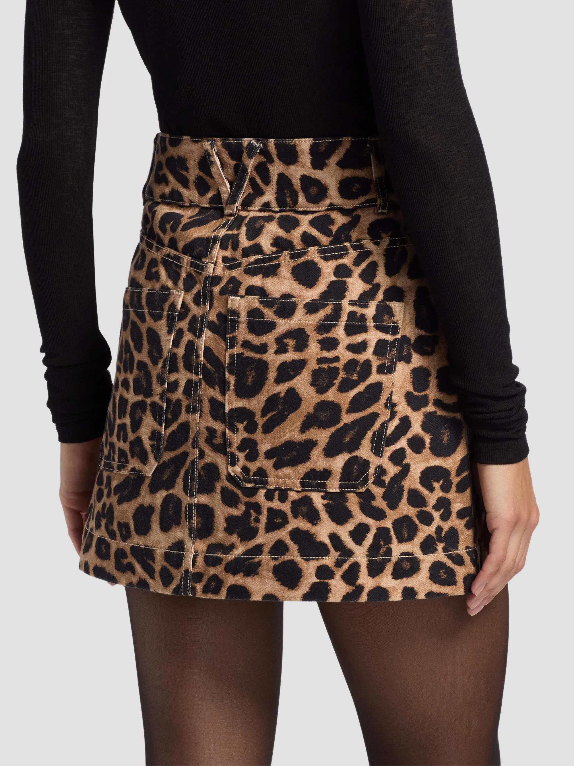 Veronica Beard Chloe Leopard-Print Denim Miniskirt | Saks Fifth Avenue