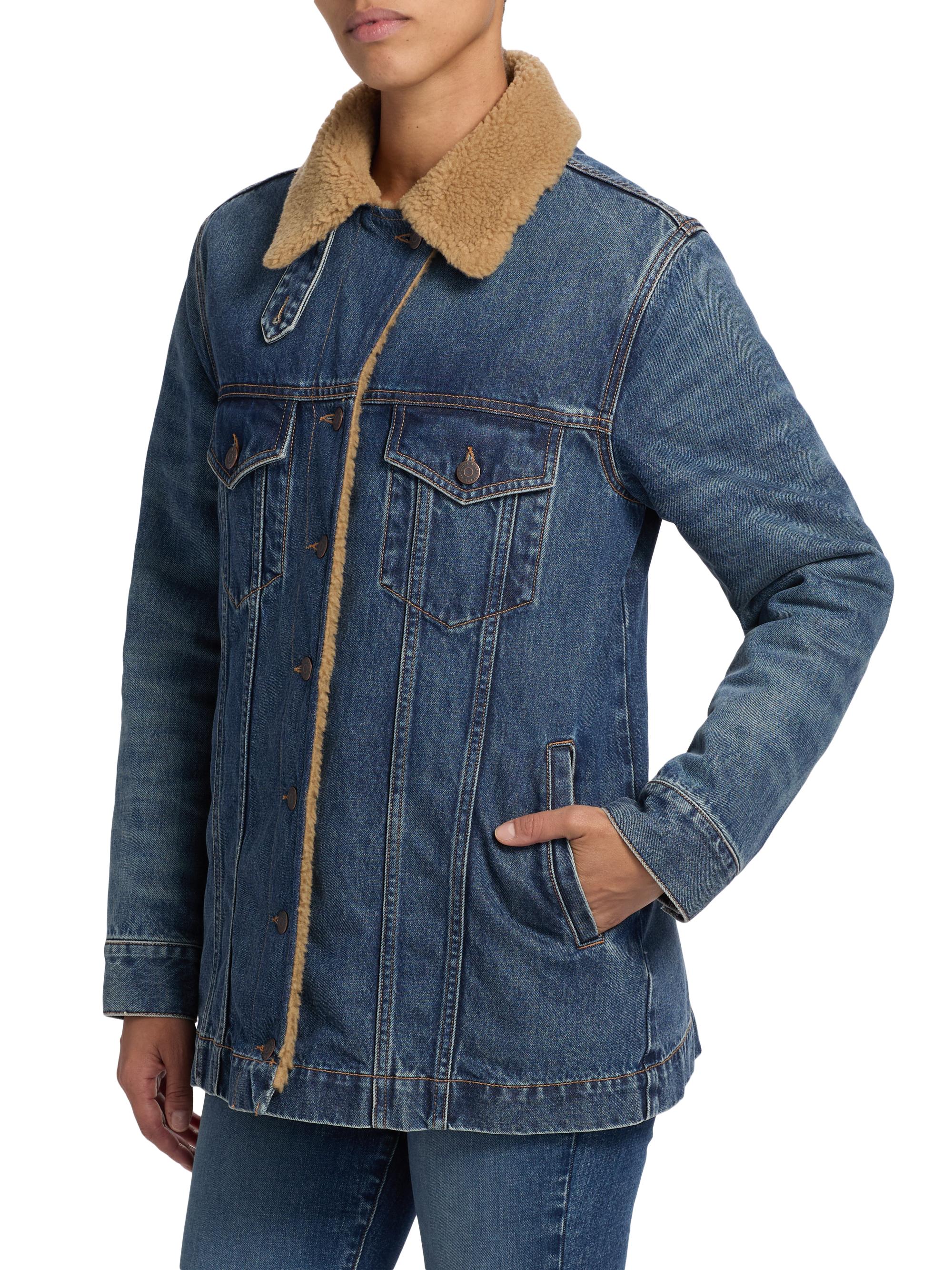 Veronica Beard Donna Sherpa-Lined Denim Jacket | Saks Fifth Avenue