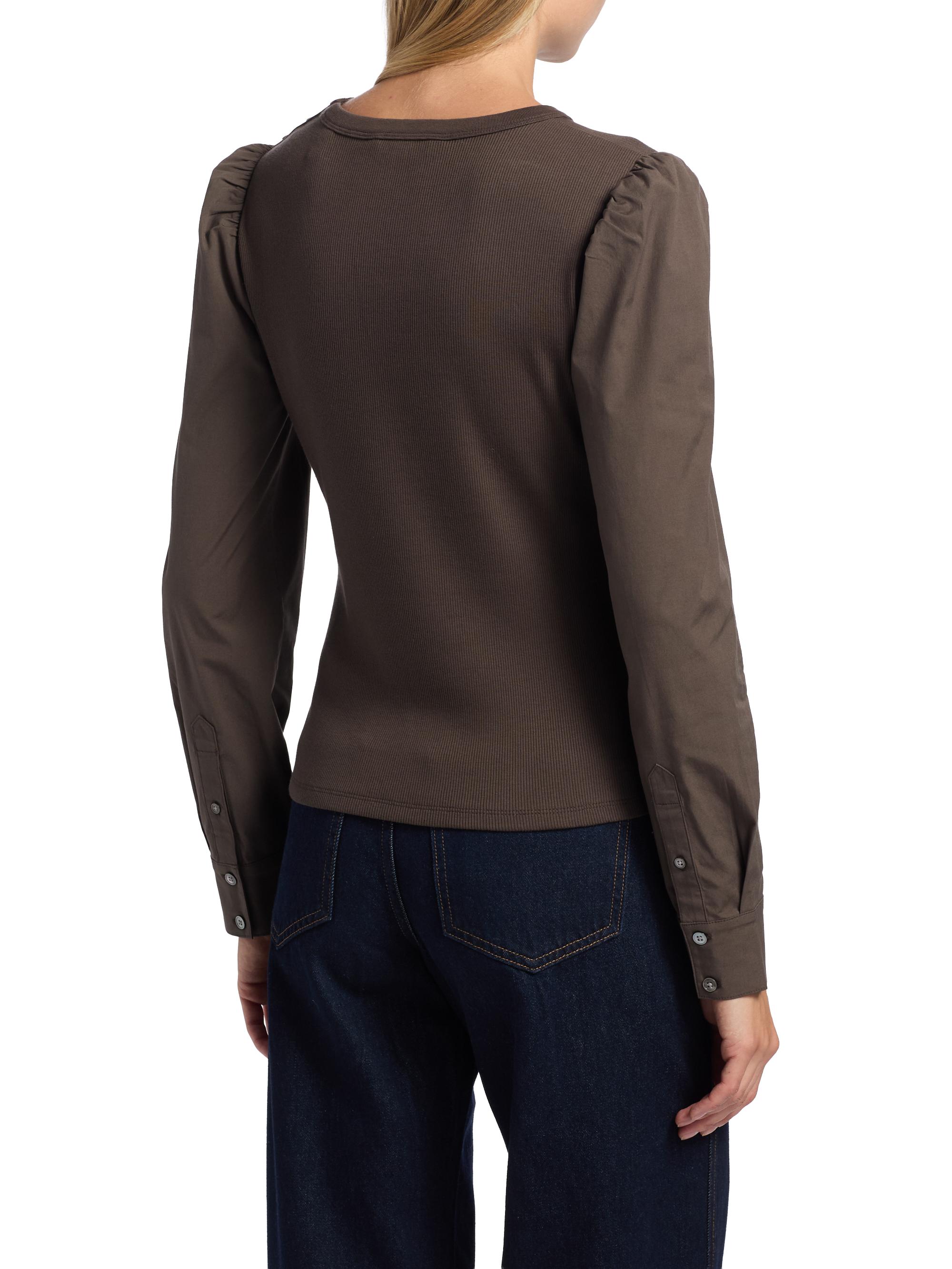 Veronica Beard Fersia Mixed-Media Long-Sleeve Top | Saks Fifth Avenue