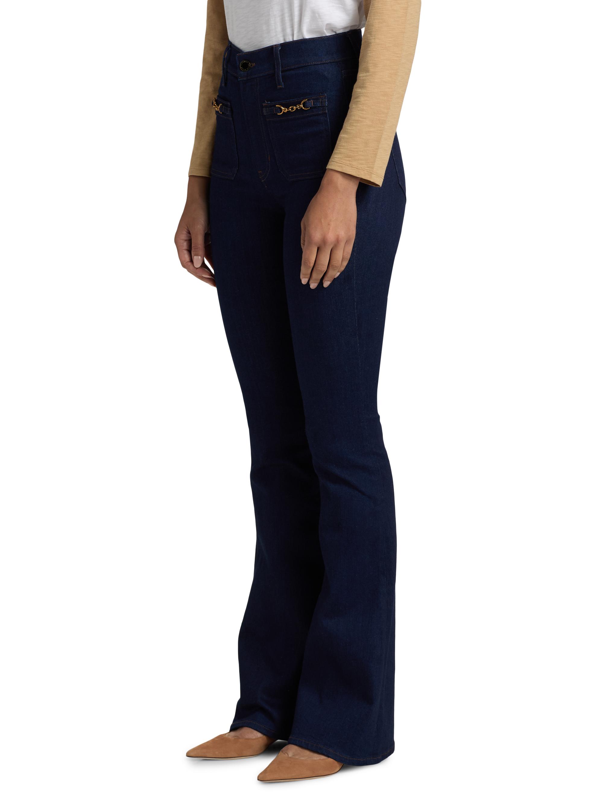 Veronica Beard Beverly Chain-Detail High-Rise Flare Jeans | Saks