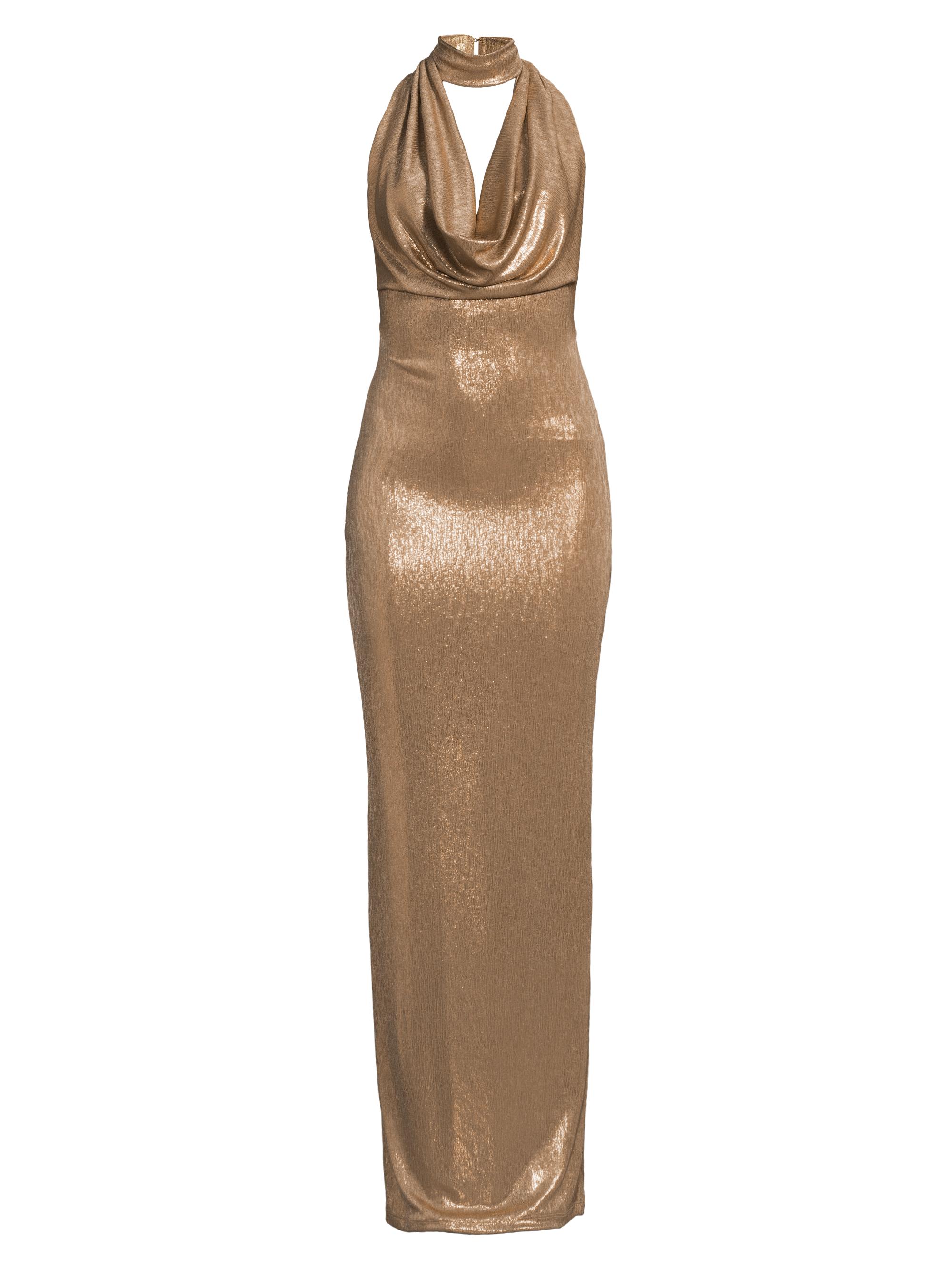 Black Halo Women's Eulalia Metallic Cowlneck Maxi Dress - Liquid Gold