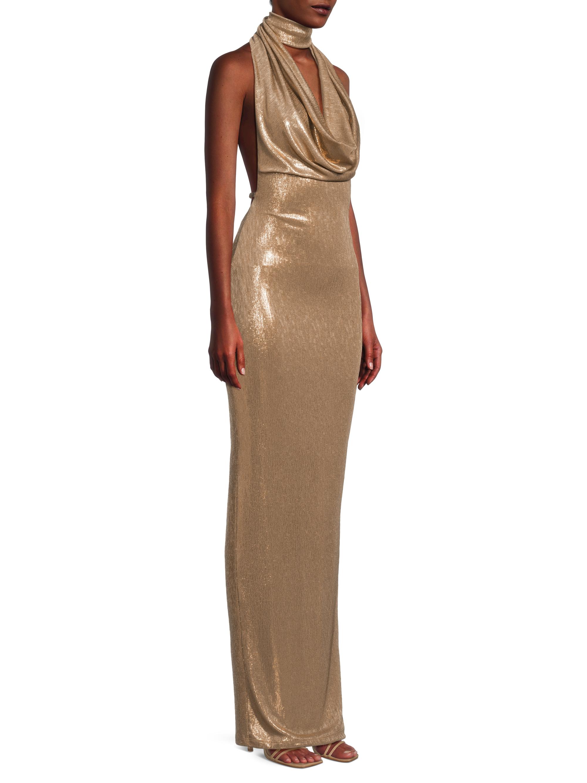 gold embroidered dress Gold Feather Cocktail Dress 6 / Gold main image 1