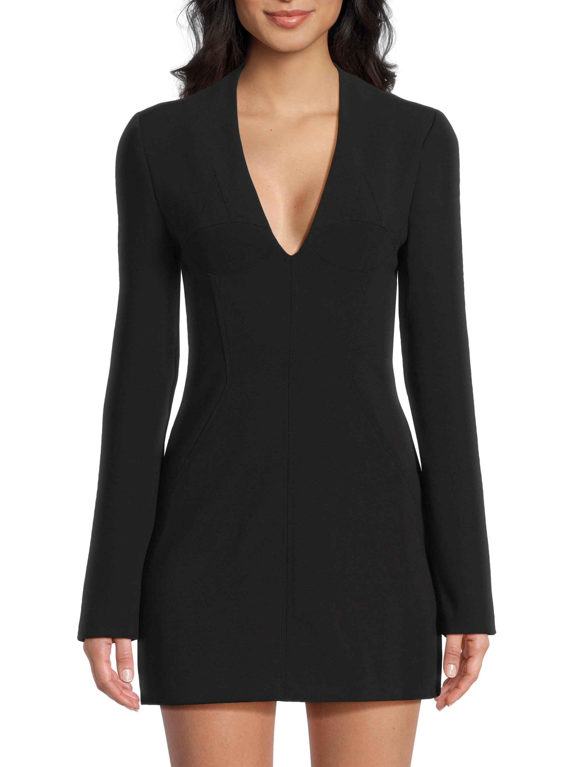 Black Halo Women's Kenna Stretch-Crepe Micro-Minidress - Black | Thumbnail 3