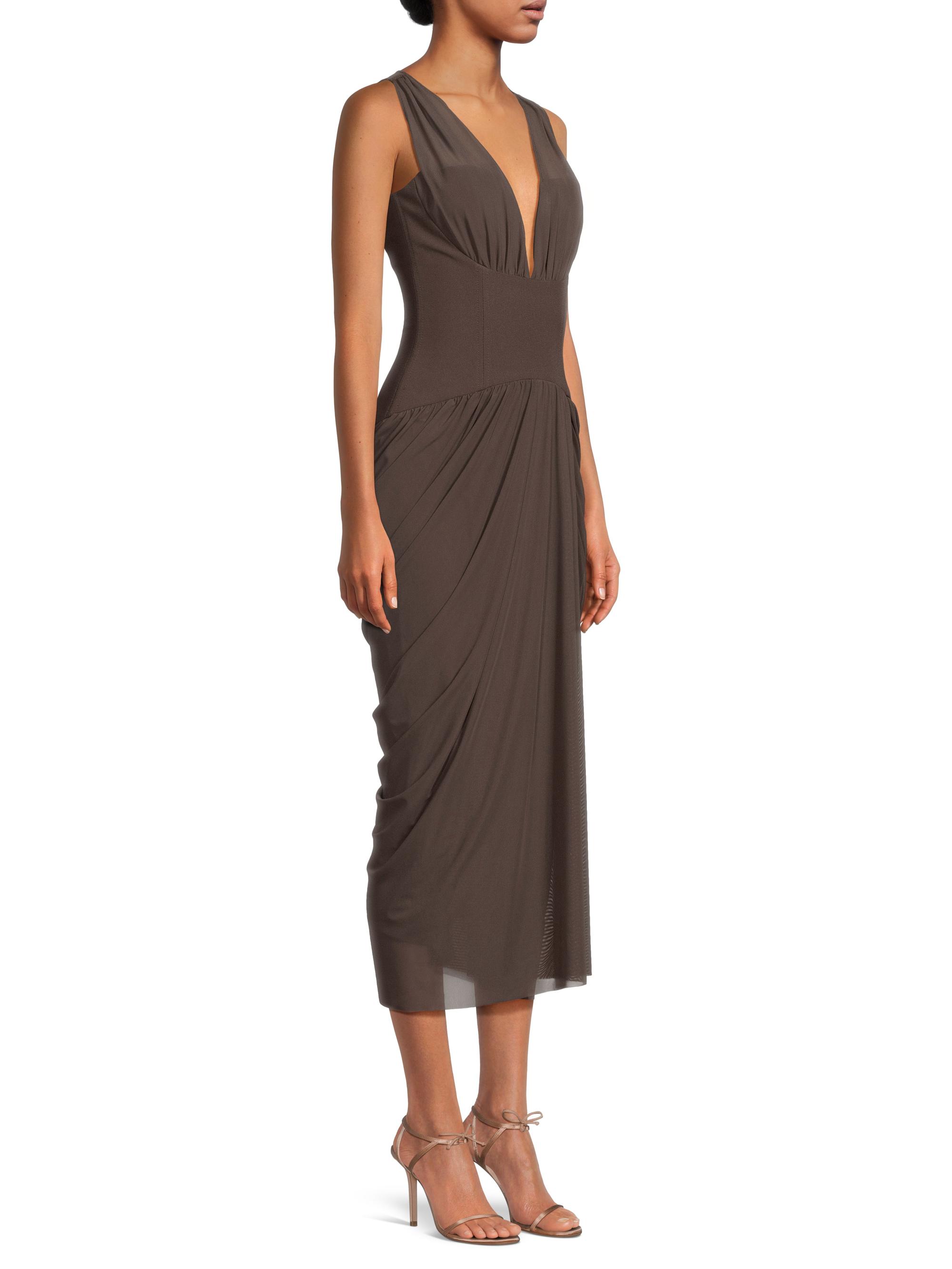 Black Halo Women's Elara Mesh Midi-Dress - Espresso | Thumbnail 4