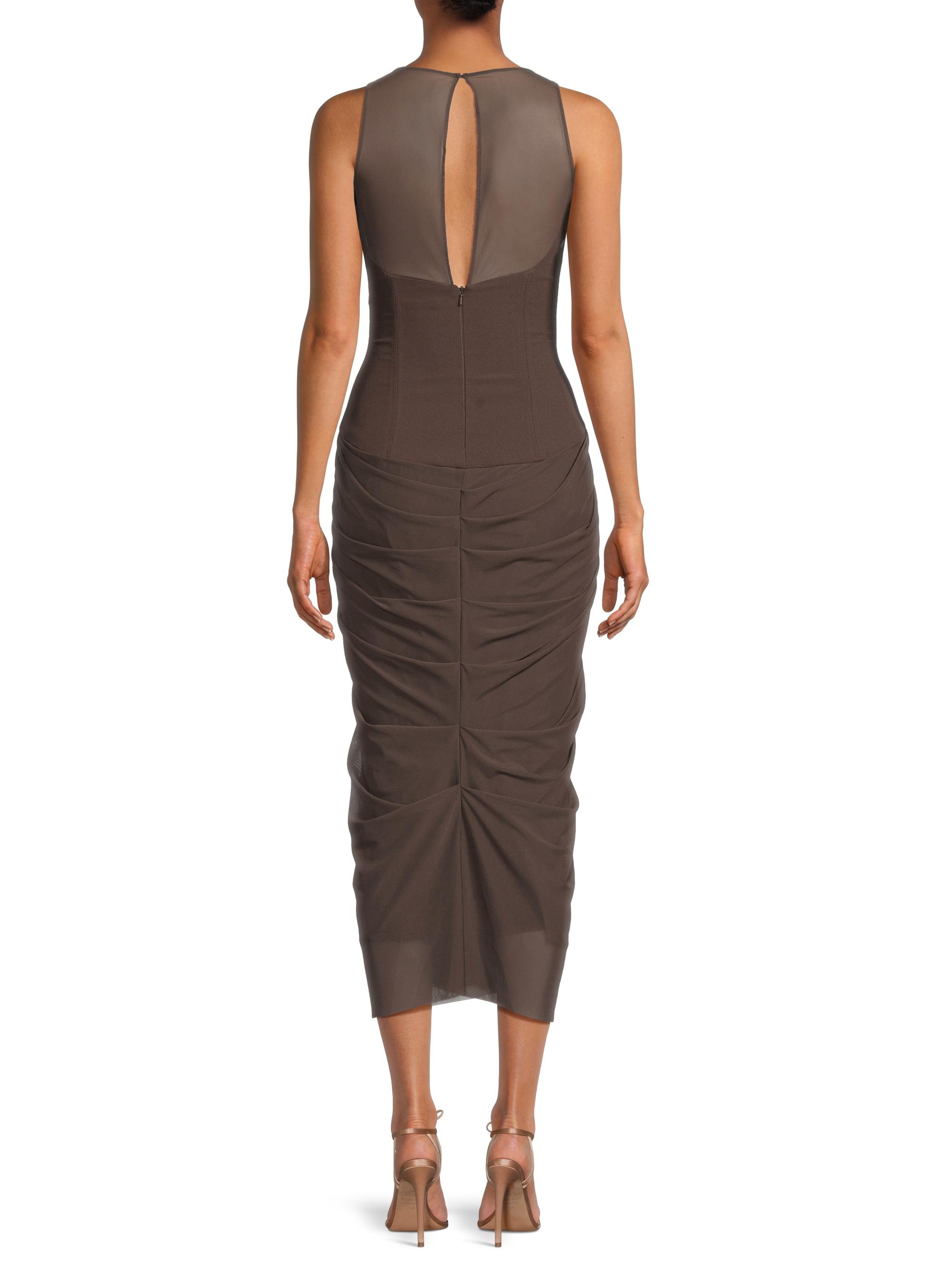 Black Halo Women's Elara Mesh Midi-Dress - Espresso | Thumbnail 5