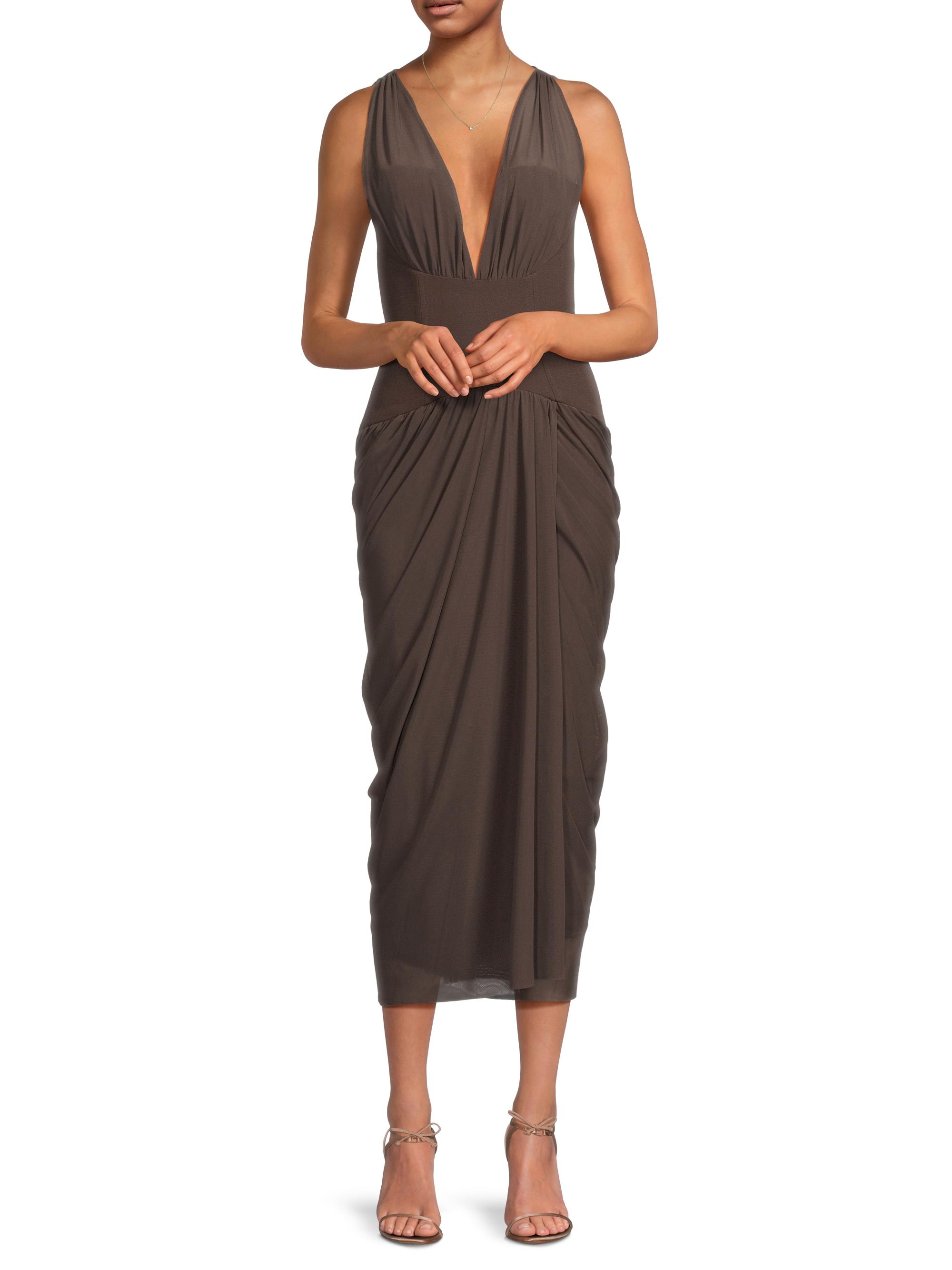 Black Halo Women's Elara Mesh Midi-Dress - Espresso | Thumbnail 2