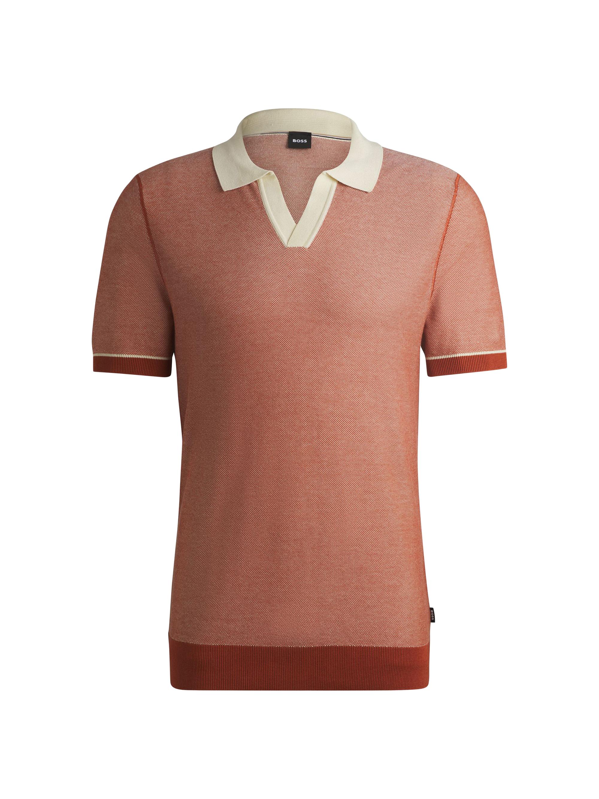 BOSS Men's Sweater with Johnny Collar - Orange - Women's Clothing
