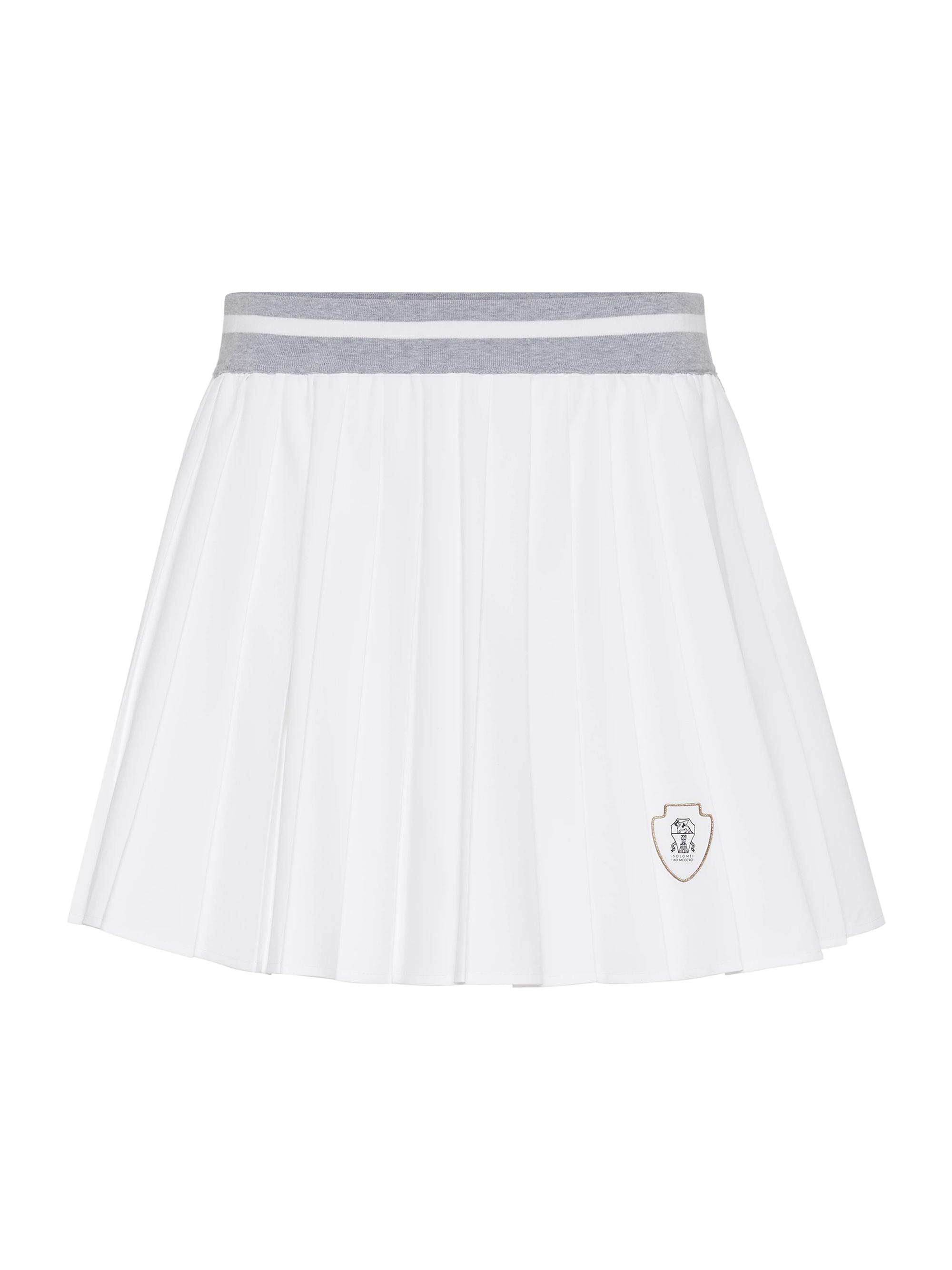 Brunello Cucinelli Women's Techno Poplin Pleated Skirt - White
