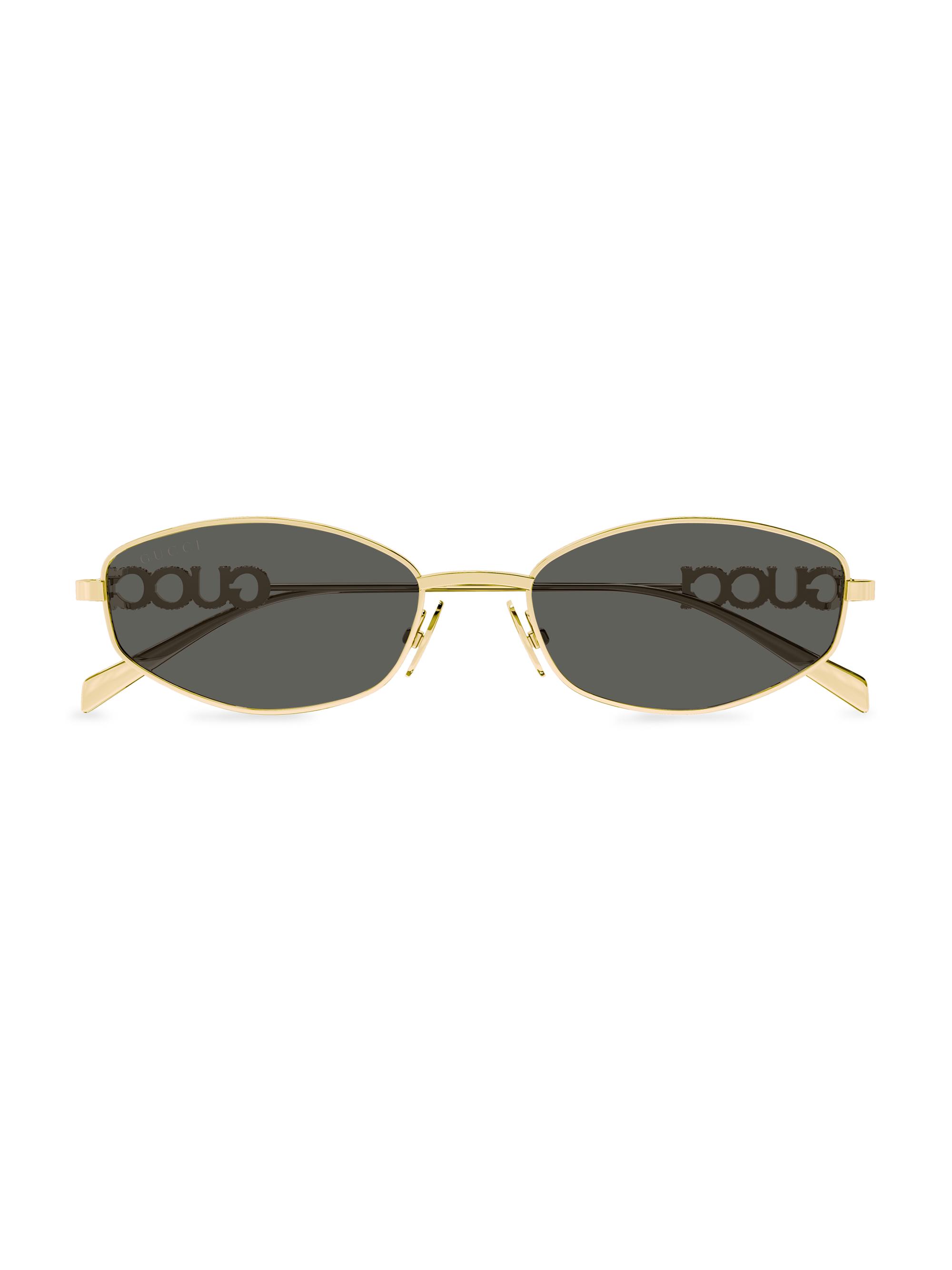 Gucci Gucci Block 55MM Oval Metal Sunglasses | Saks Fifth Avenue