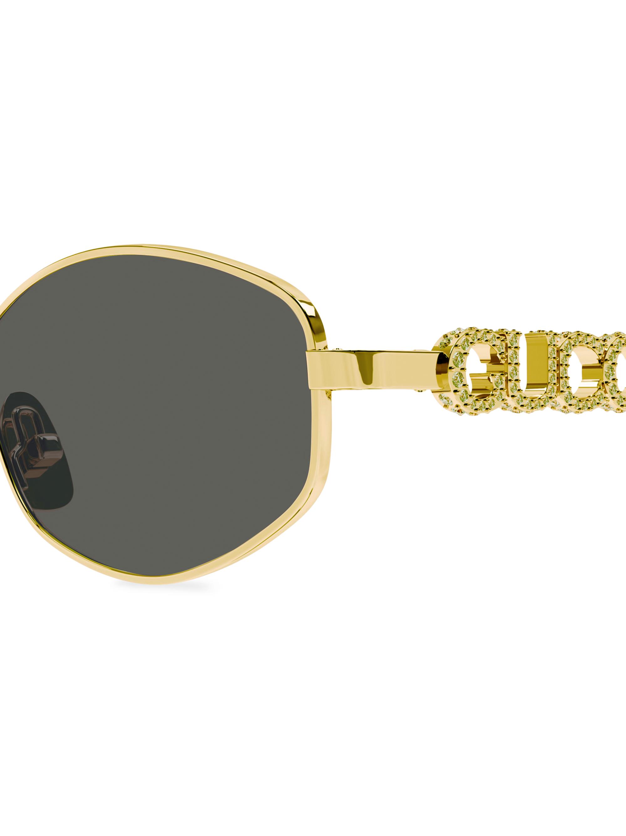 Gucci Gucci Block 55MM Oval Metal Sunglasses | Saks Fifth Avenue