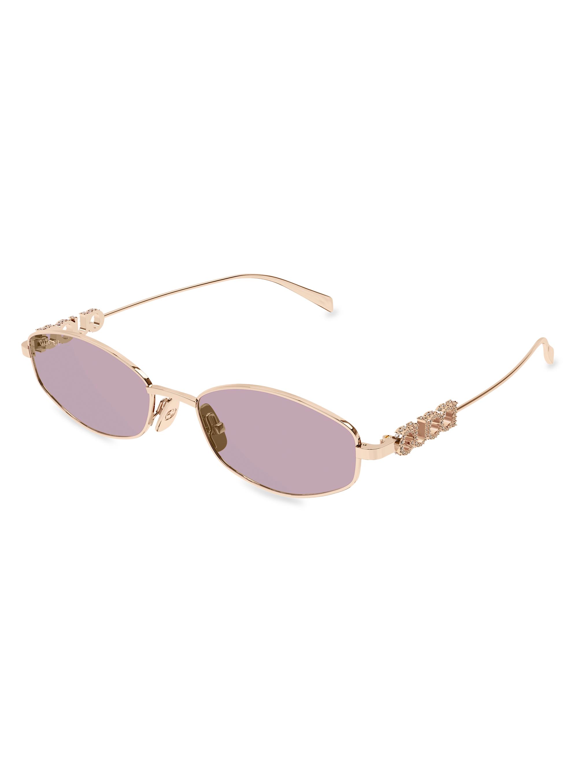Gucci Women's  Block 55MM Oval Metal Sunglasses - Rose Gold Pink