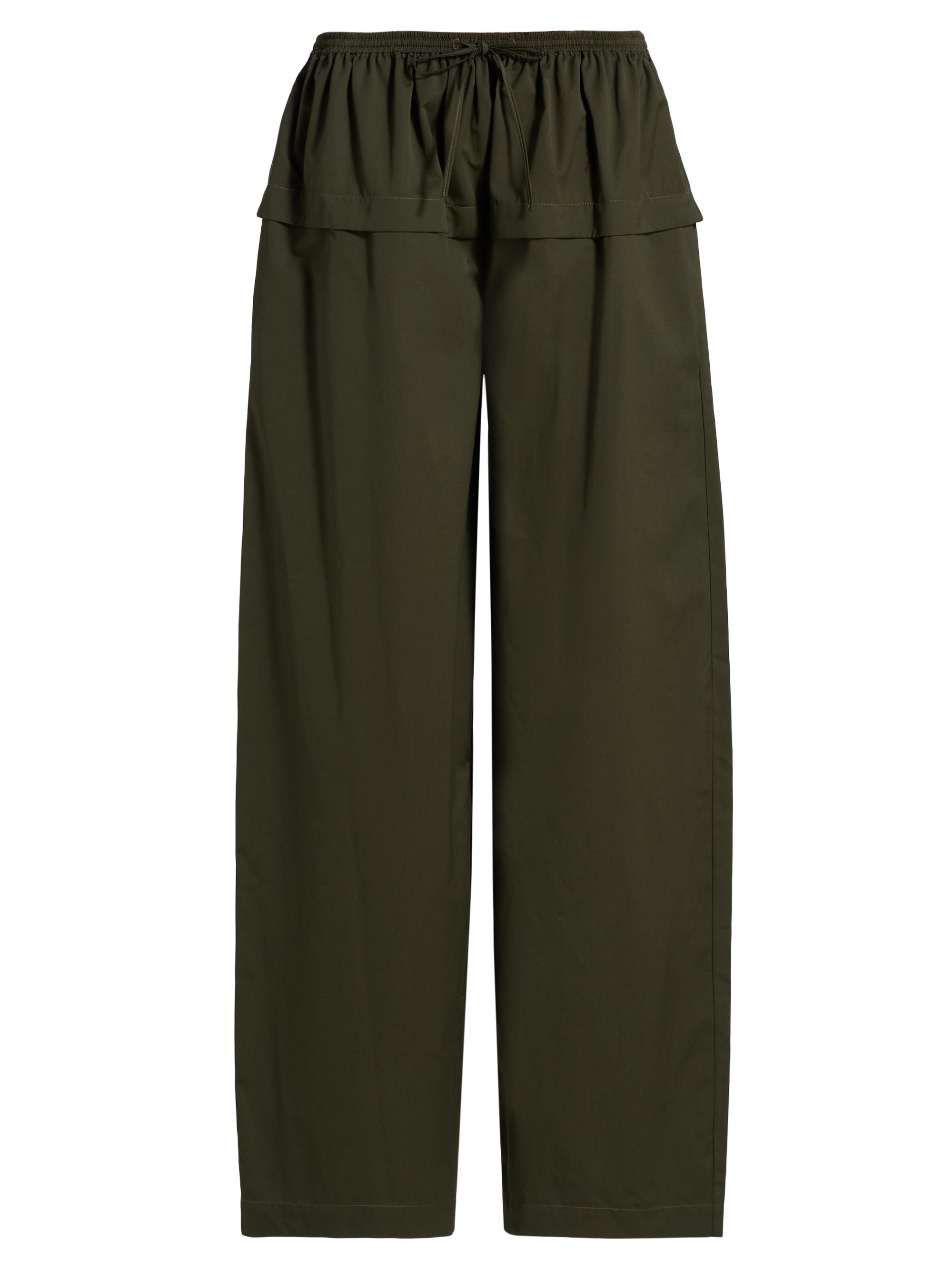 Alaïa Women's Cotton Peplum Wide-Leg Pants - Olive