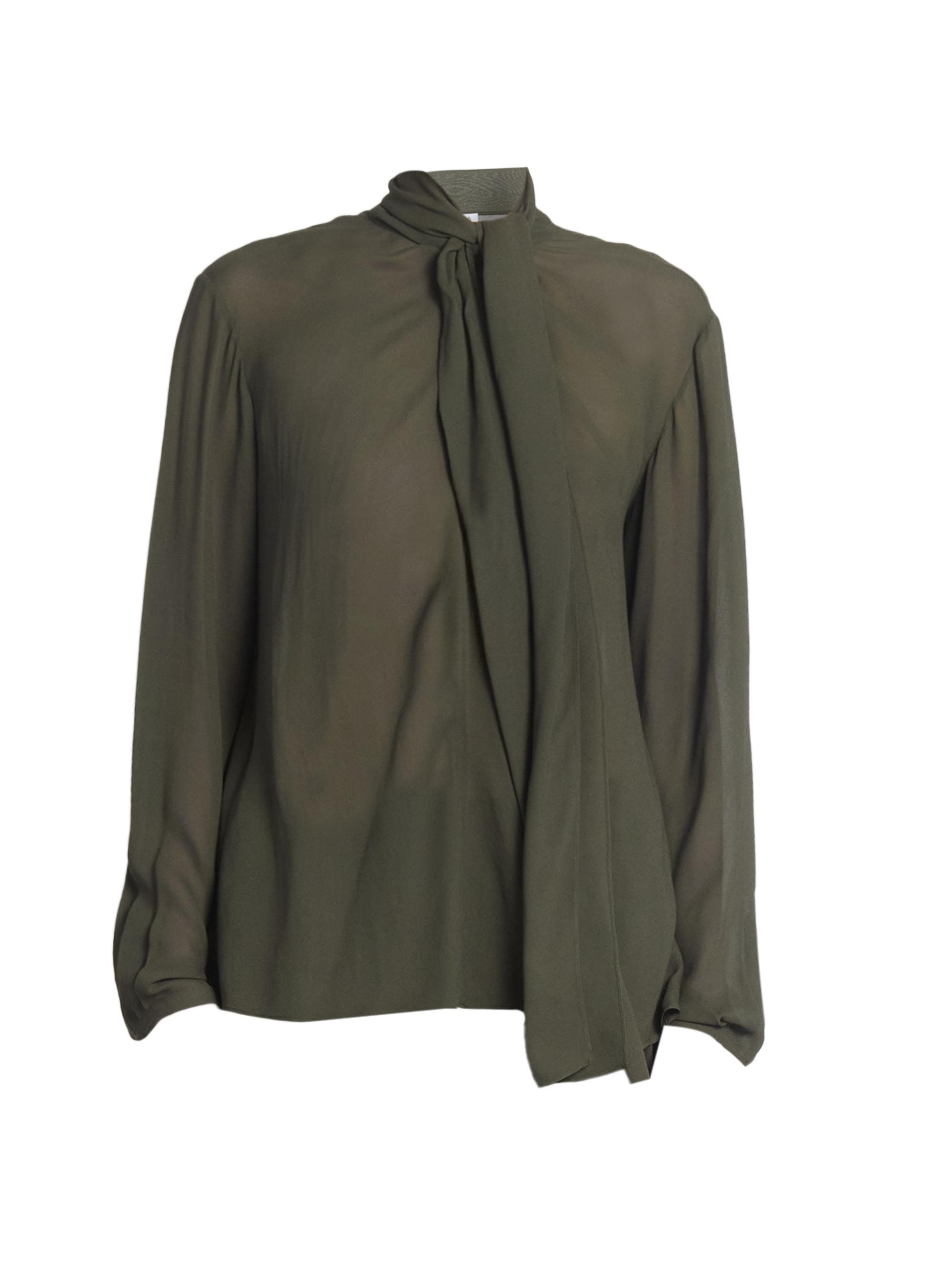 Alaïa Women's Scarf Drape Blouse - Olive