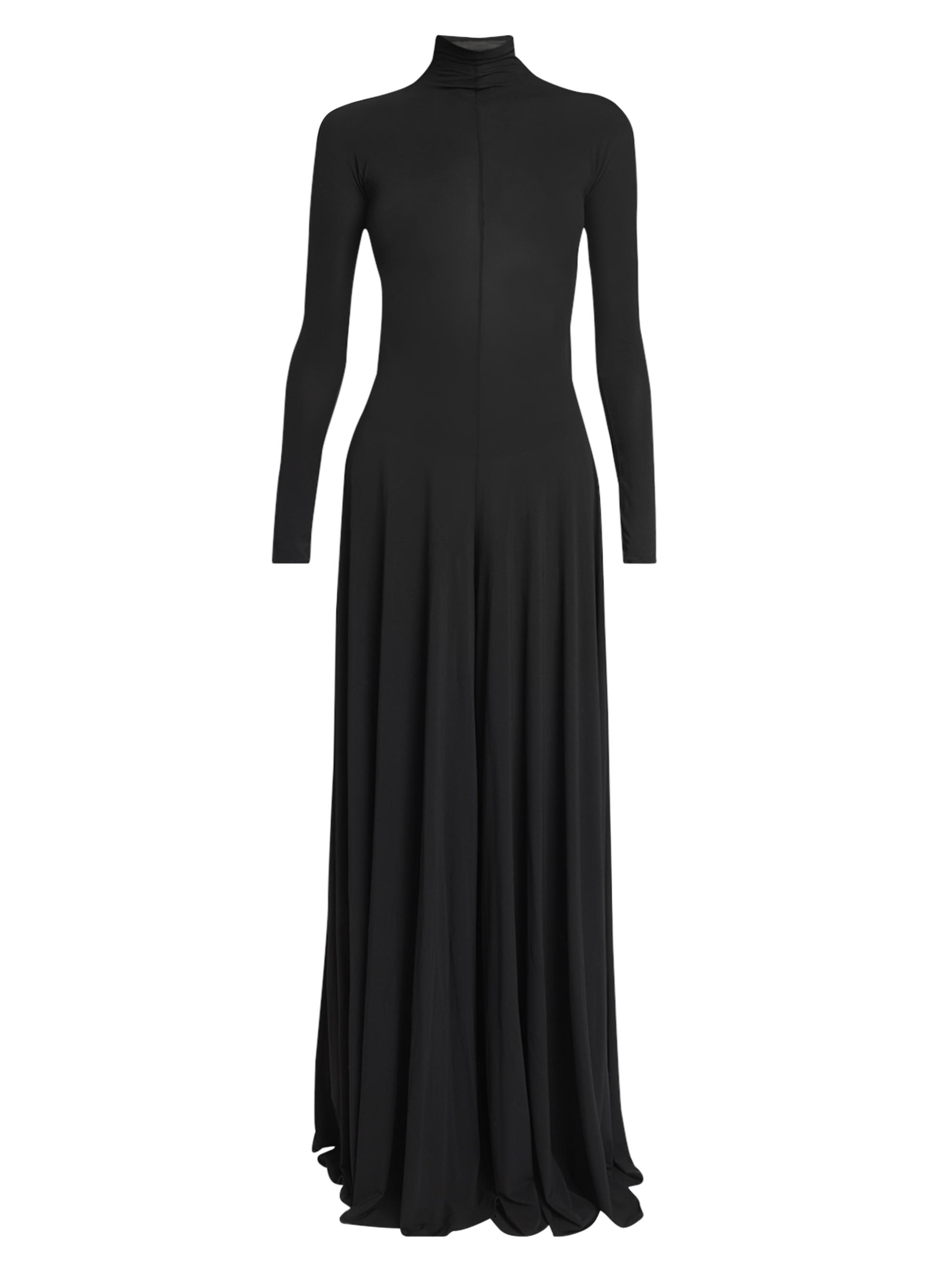 Alaïa Women's Sheer-Knit Wide-Leg Turtleneck Jumpsuit - Noir Alaia