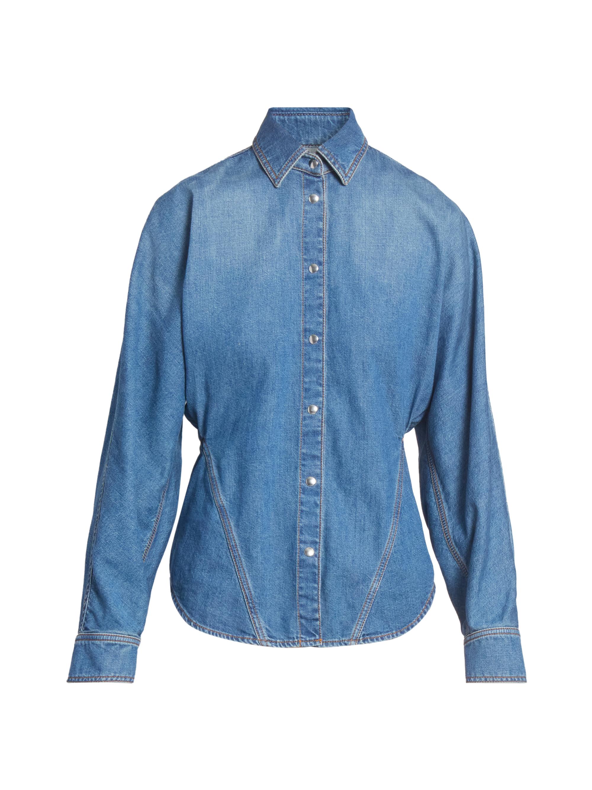 Alaïa Women's Curved Denim Shirt - Bleu Mineral