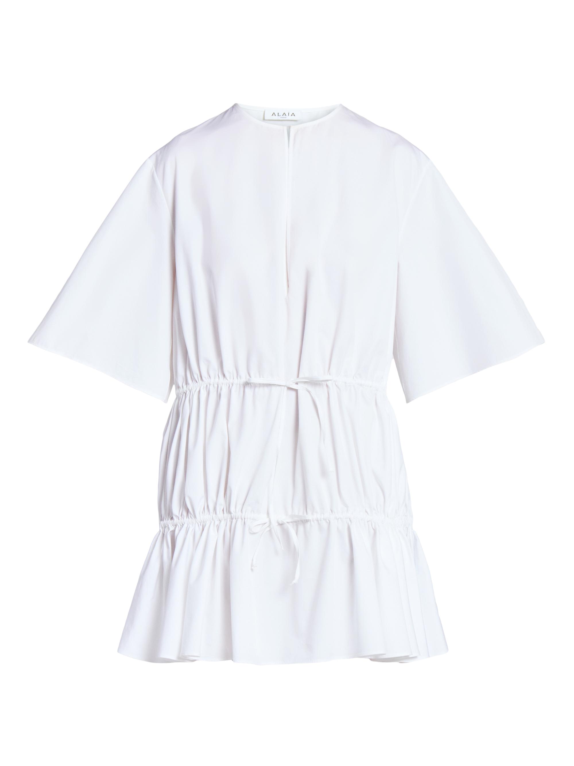 Alaïa Women's Ruffle Cotton Minidress - Blanc