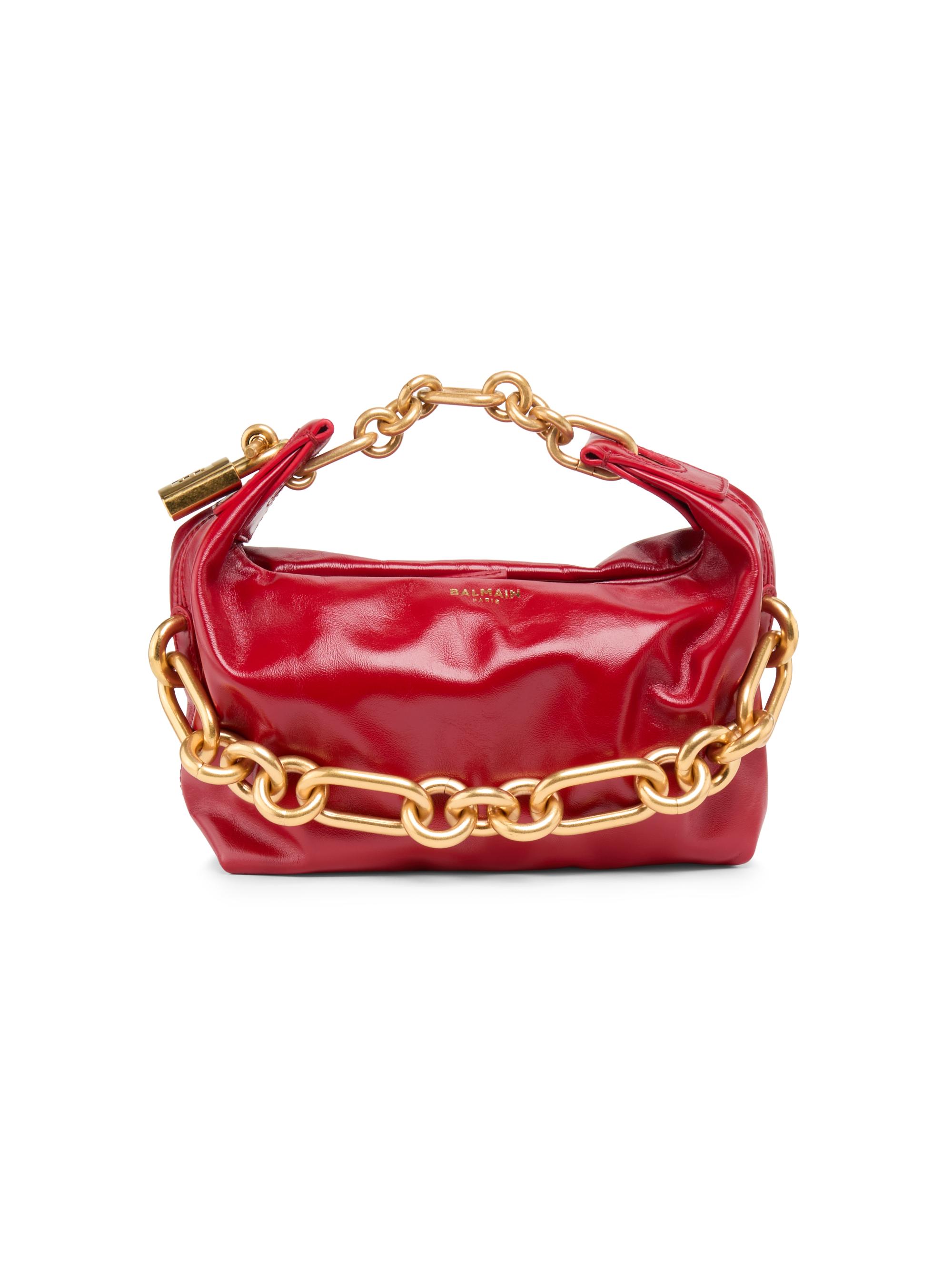 Balmain Women's Mini Sync Chain-Link & Leather Top Handle Bag - Rouge