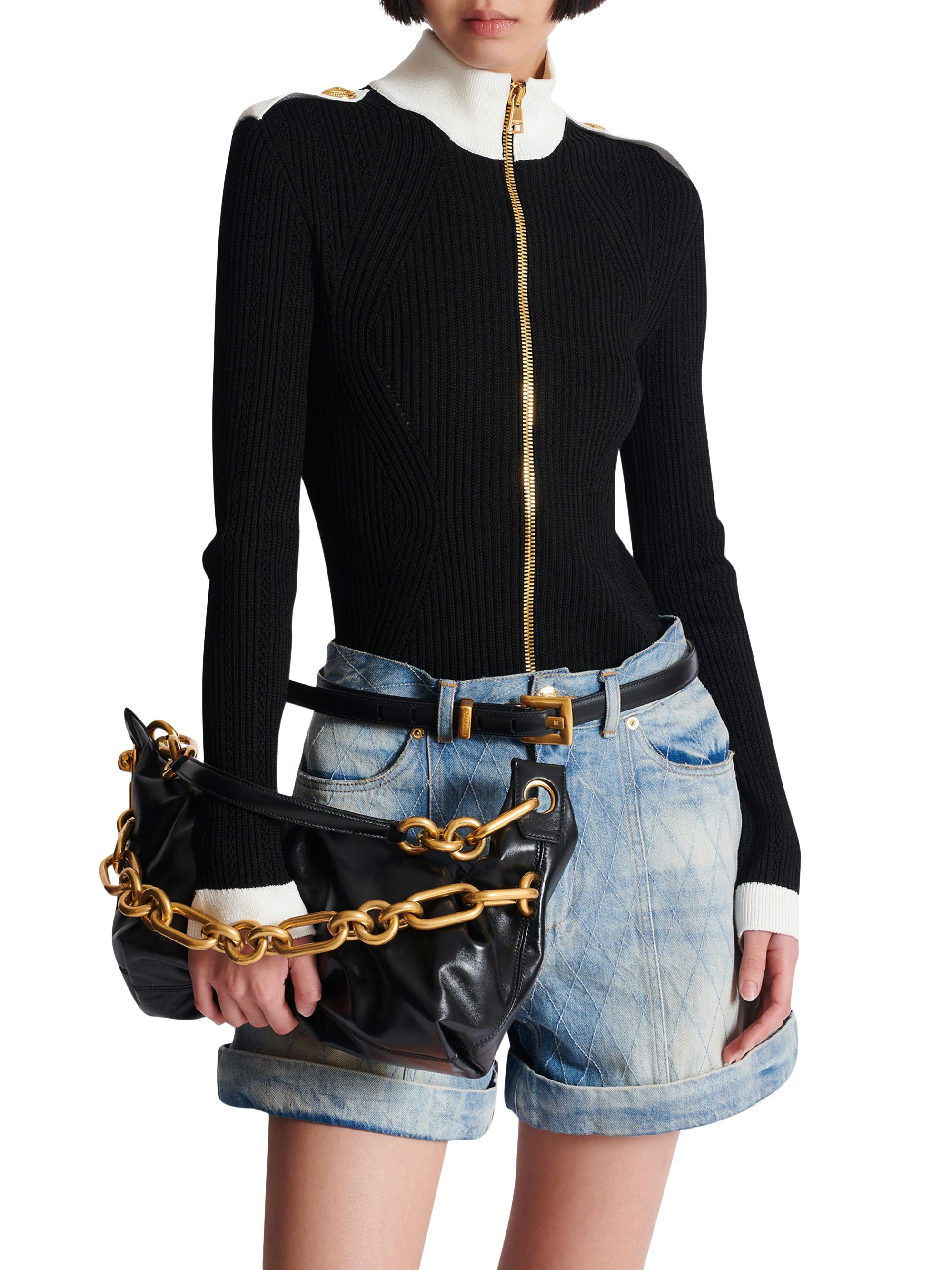 Balmain Women's  Sync Chain-Link & Leather Shoulder Bag - Noir