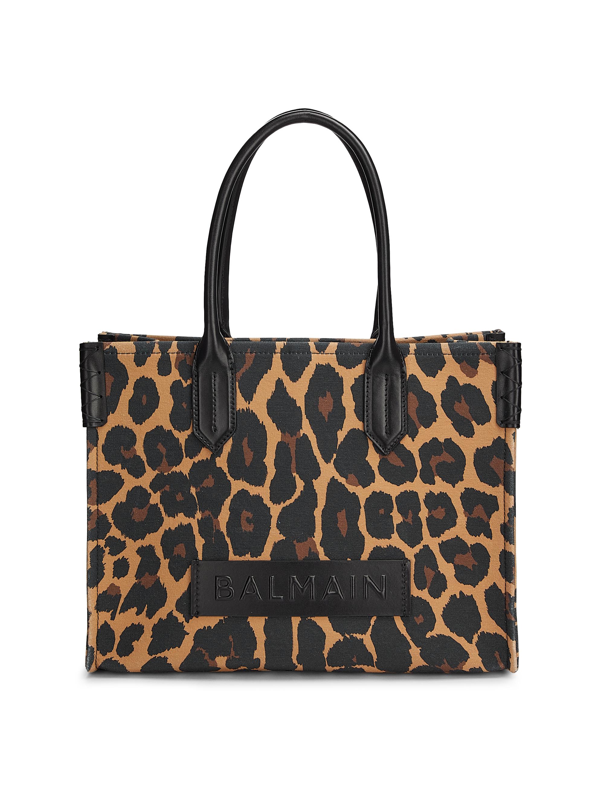 Balmain Women's B-Army Leopard Printed Canvas Tote Bag - Noir Multi
