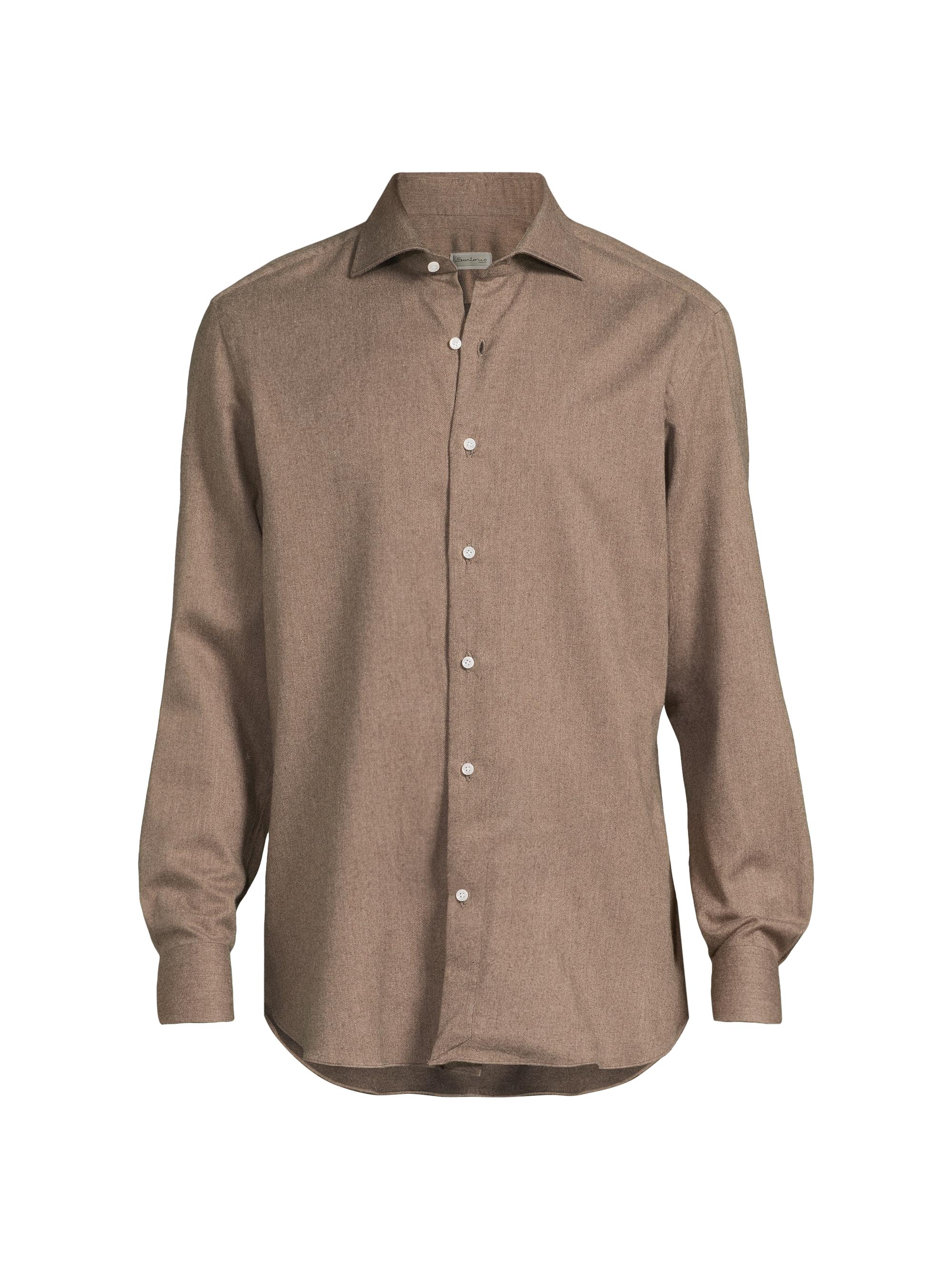 Sartorio Napoli Men's Classic Cotton Button-Front Shirt - Brown | Thumbnail 7