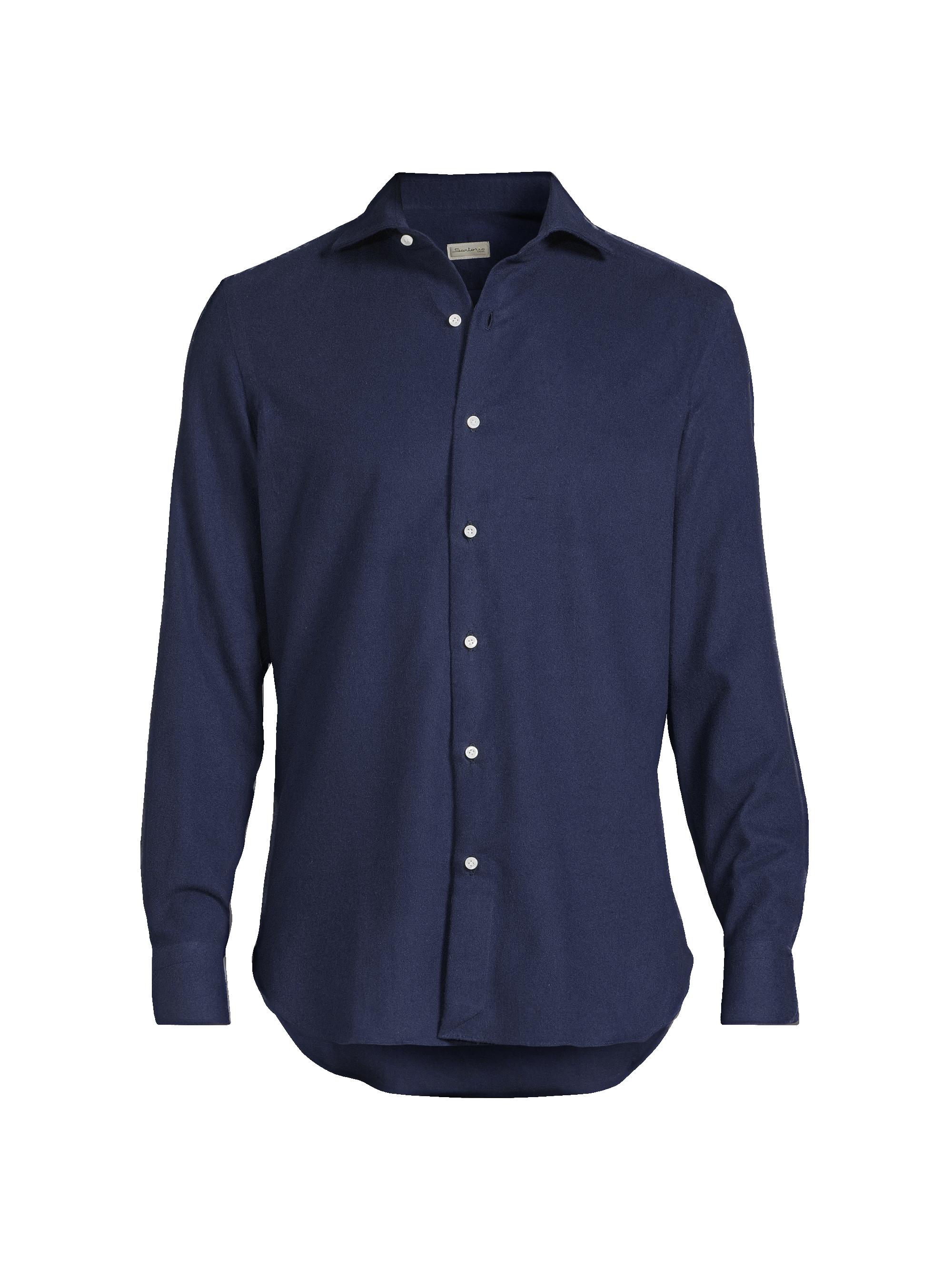 Sartorio Napoli Men's Classic Cotton Button-Front Shirt - Medium Blue