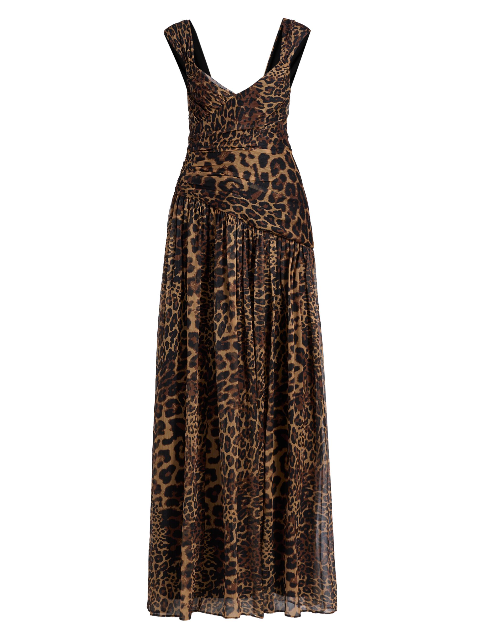 Halston Women's Claudia Leopard-Printed Silk Chiffon Gown - Leopard