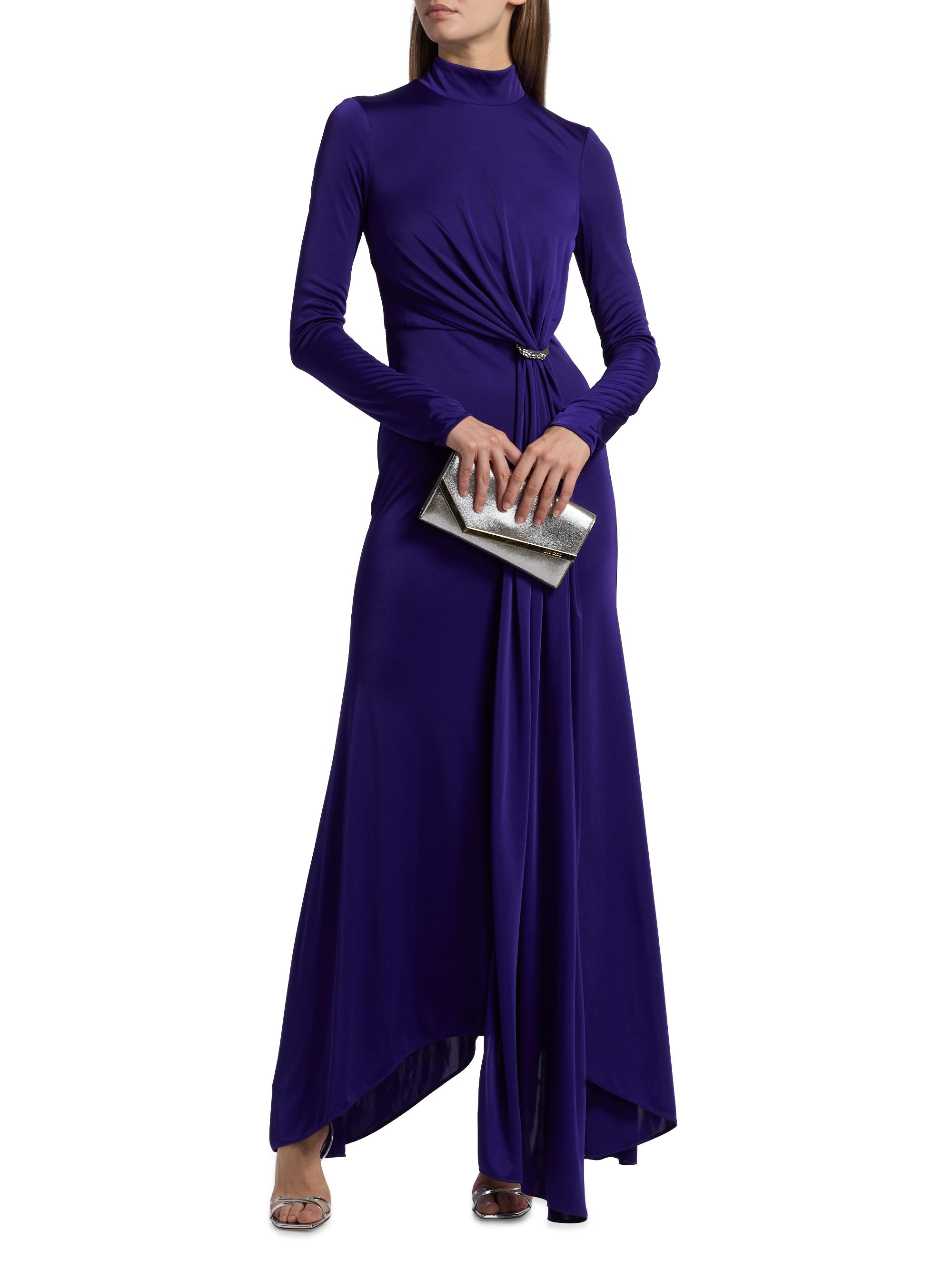 Halston Women's Mya Hardware-Accented Jersey Long-Sleeve Dress - Blue Violet - Size 6