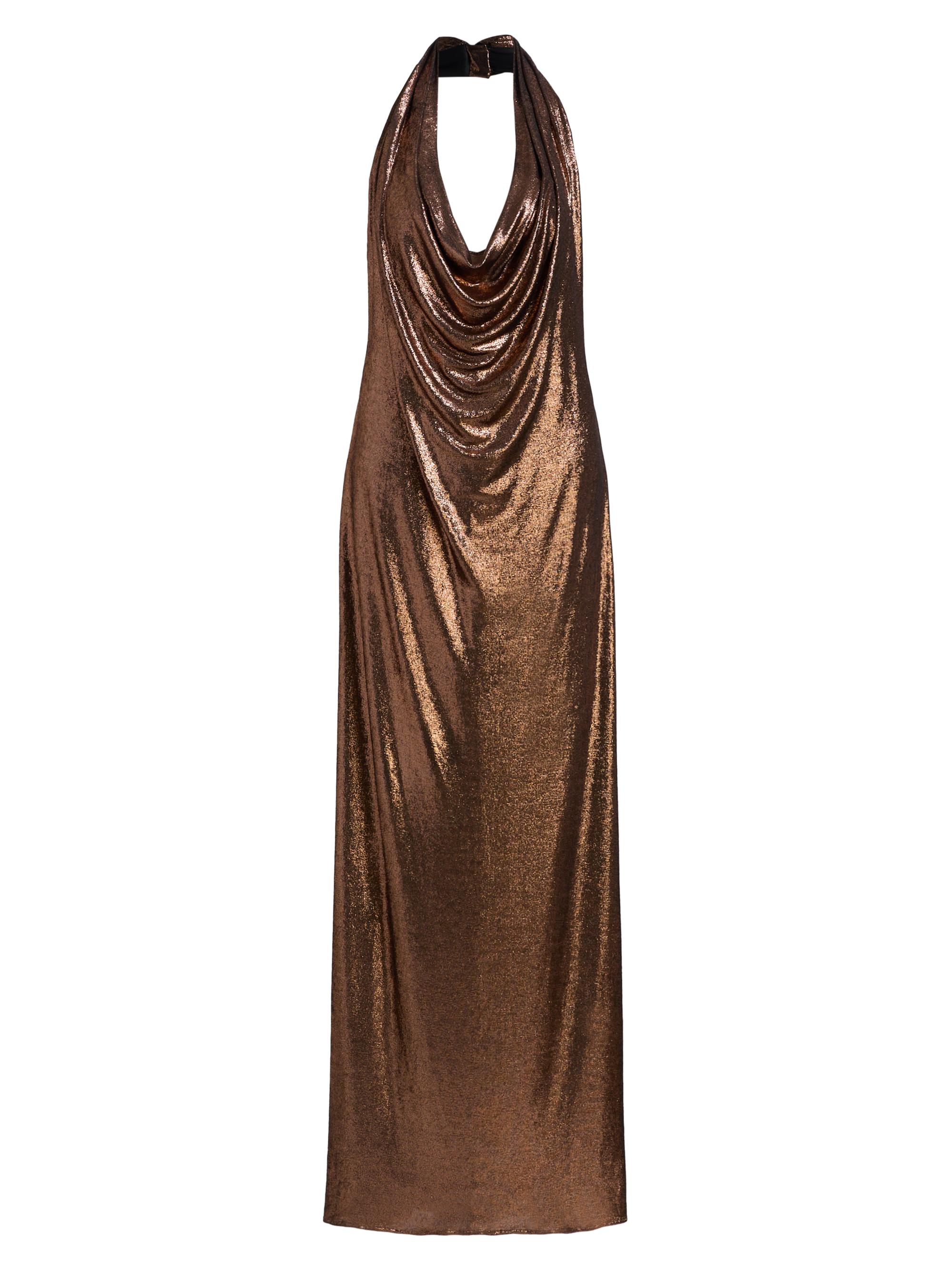 Halston Women's Soraya Metallic Jersey Gown - Copper