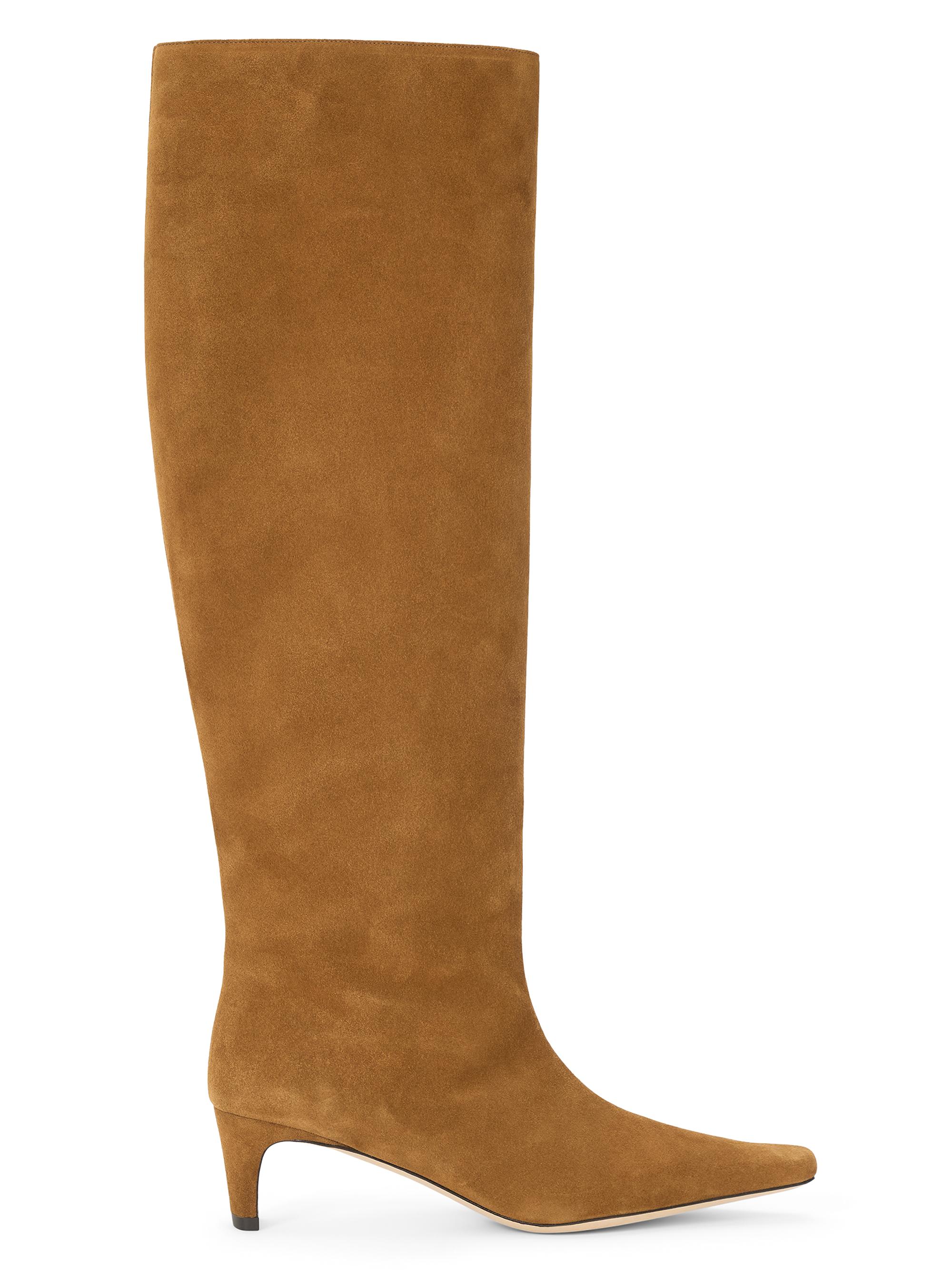 Staud Women's Wally 55MM Suede Wide-Calf Knee-High Boots - Tan