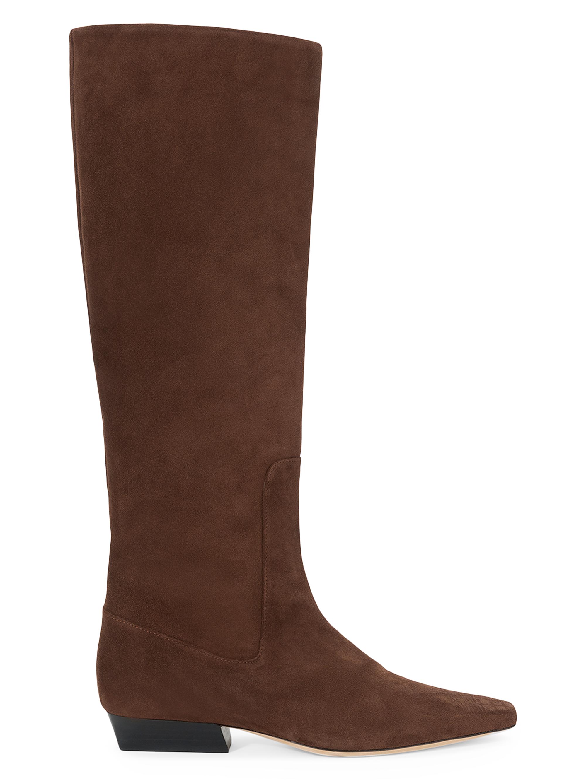 Staud Women's Wally 25MM Suede Knee-High Boots - Mahogany | Thumbnail 6