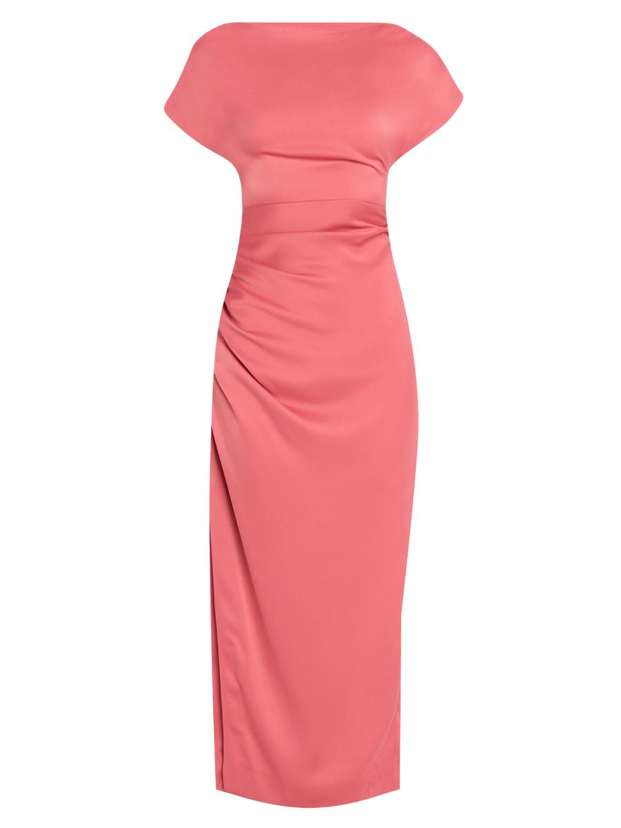 Lela Rose Heather Ruched Satin Maxi Dress | Saks Fifth Avenue